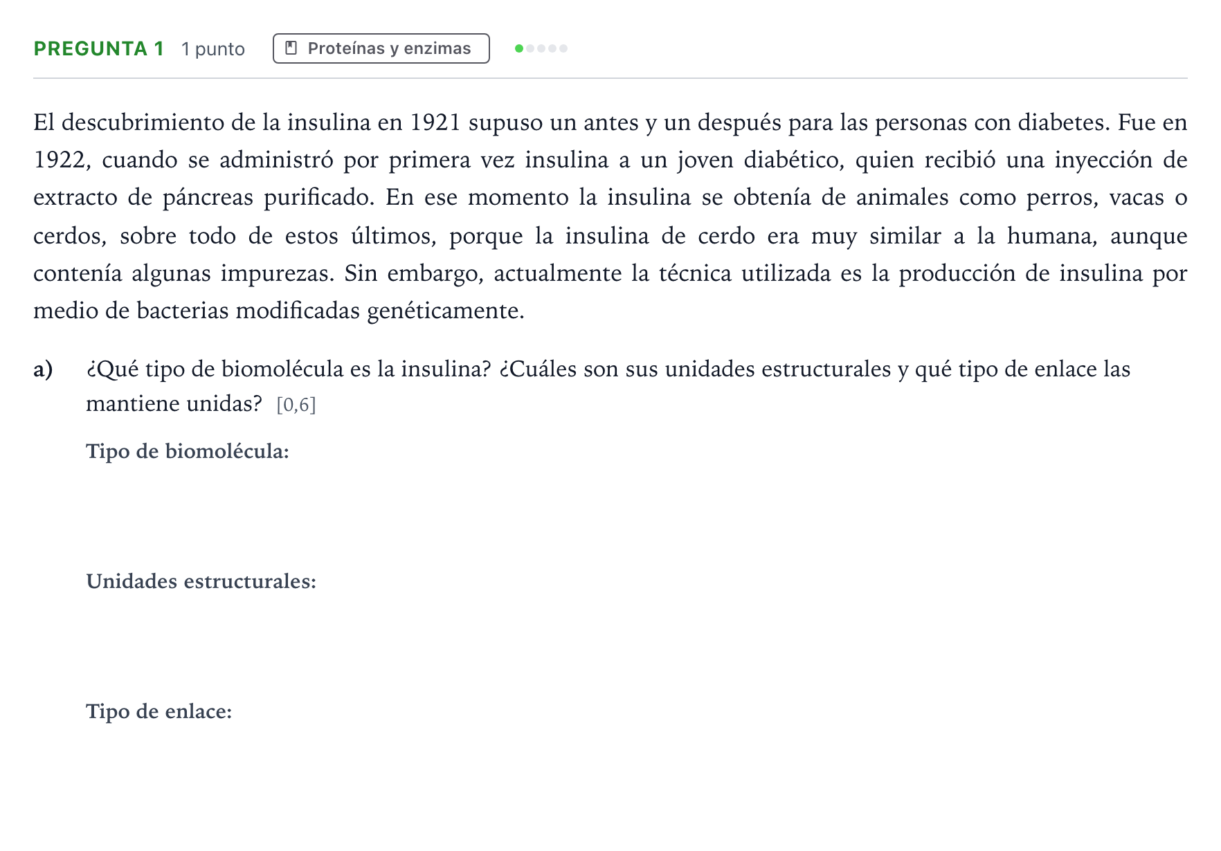 Enunciado: Pregunta 1 - Proteínas y enzimas · Biología PAU Castilla y León Extraordinaria 2025