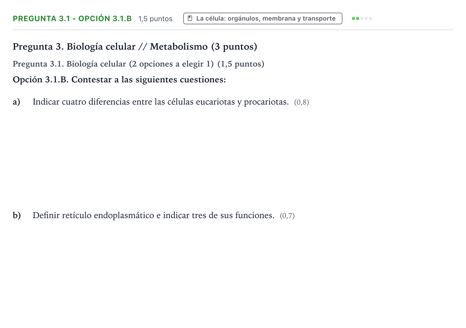 Enunciado: Pregunta 3.1 - Opción 3.1.B · Biología PAU Castilla y León Extraordinaria 2025