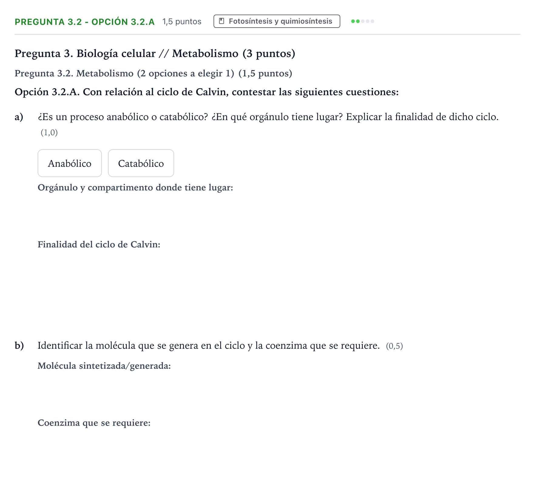 Enunciado: Pregunta 3.2 - Opción 3.2.A · Biología PAU Castilla y León Extraordinaria 2025