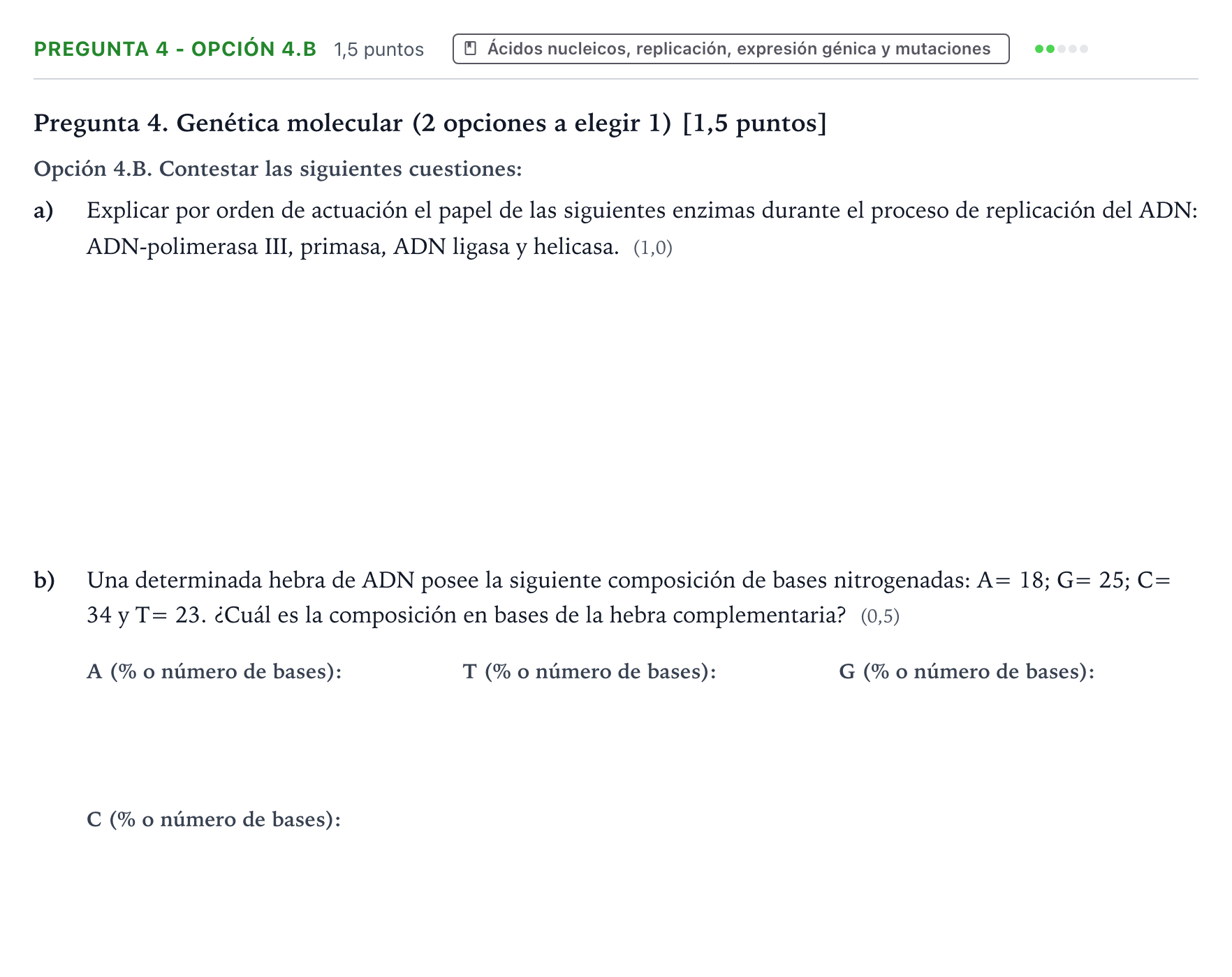 Enunciado: Pregunta 4 - Opción 4.B · Biología PAU Castilla y León Extraordinaria 2025
