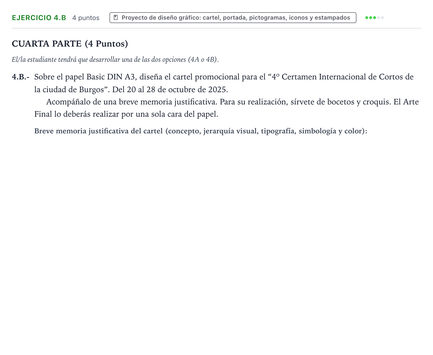 Enunciado: Ejercicio 4.B · Diseño PAU Castilla y León Extraordinaria 2025