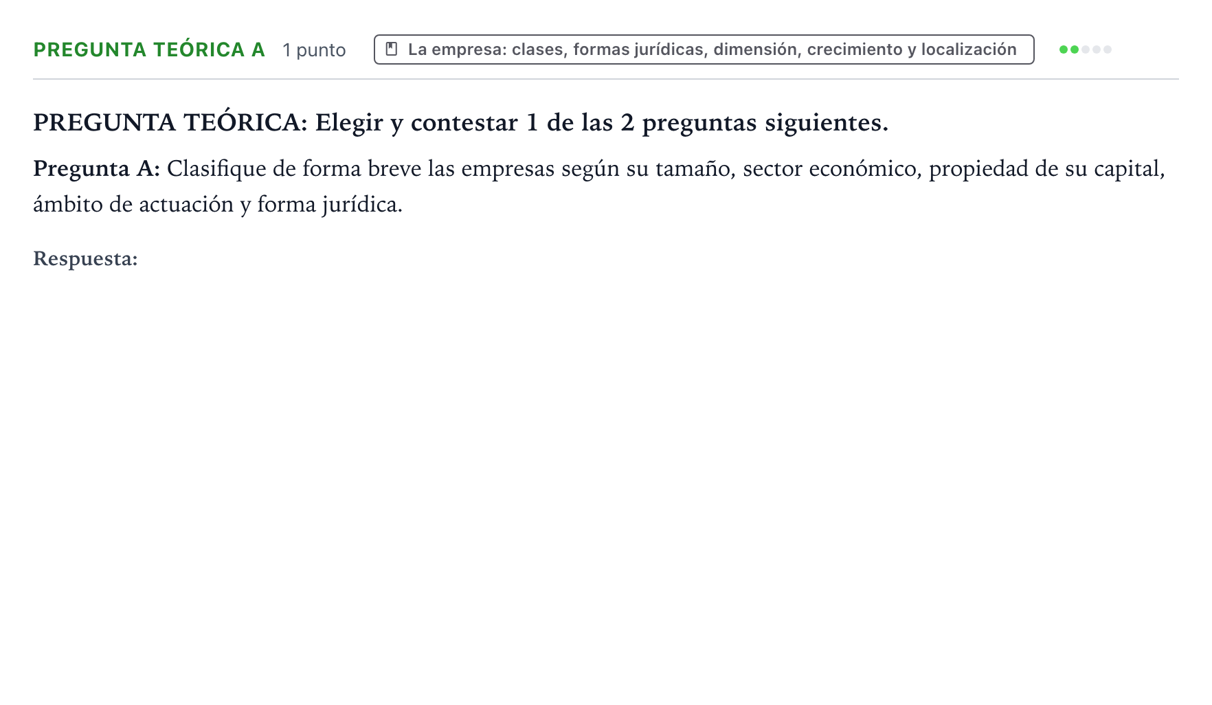 Enunciado: Pregunta Teórica A · Empresa y Diseño de Modelos de Negocio PAU Castilla y León Extraordinaria 2025