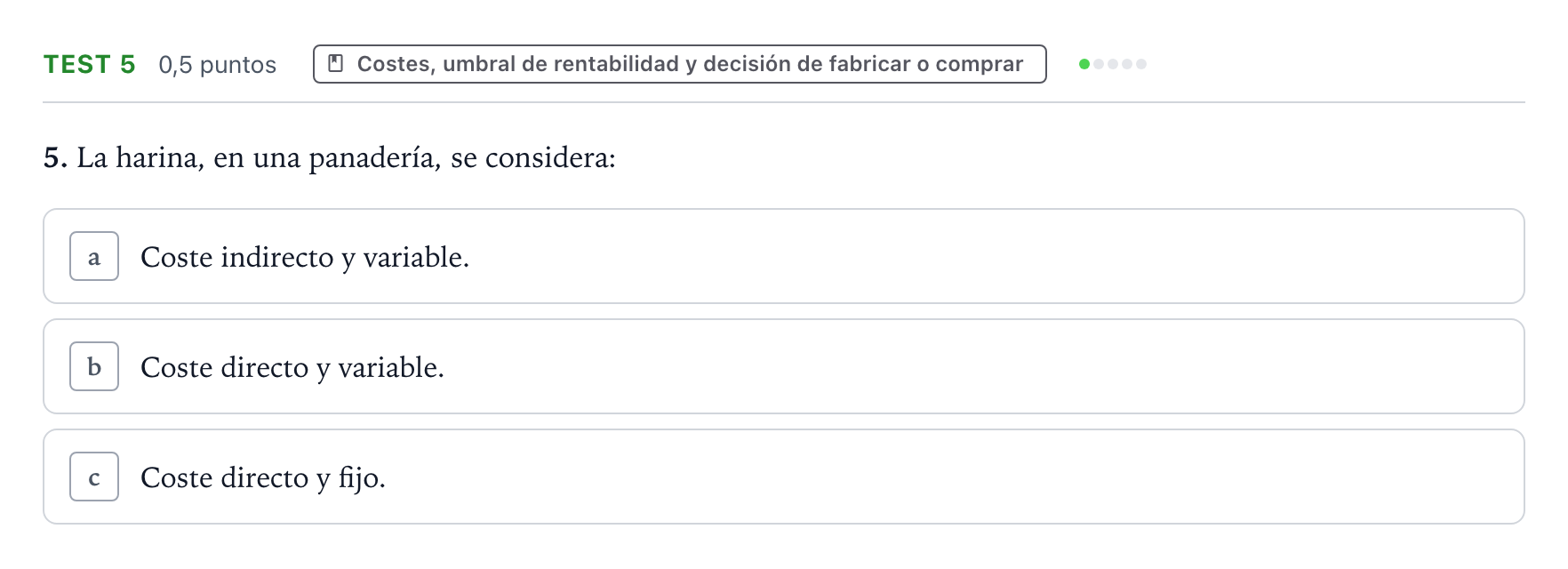 Enunciado: Ejercicio Test 5 · Empresa y Diseño de Modelos de Negocio PAU Castilla y León Extraordinaria 2025