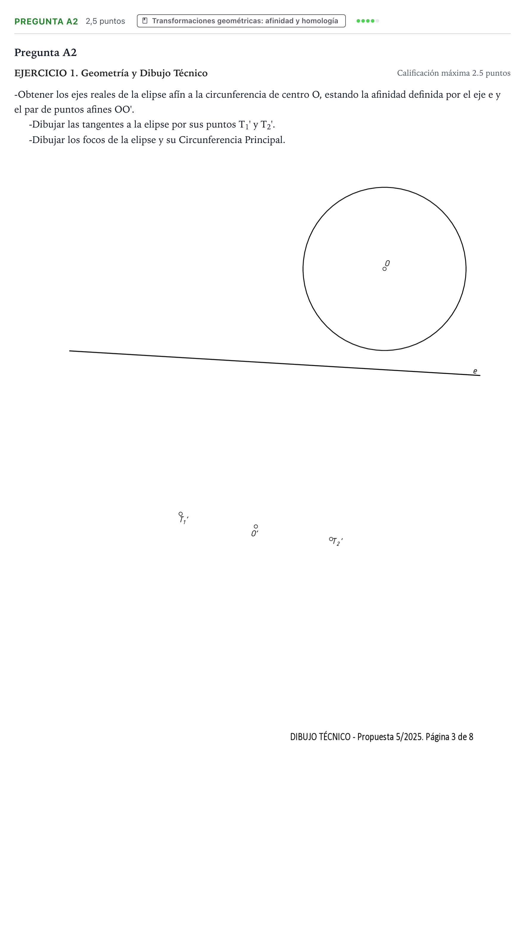 Enunciado: Pregunta A2 · Dibujo técnico II PAU Castilla y León Ordinaria 2025