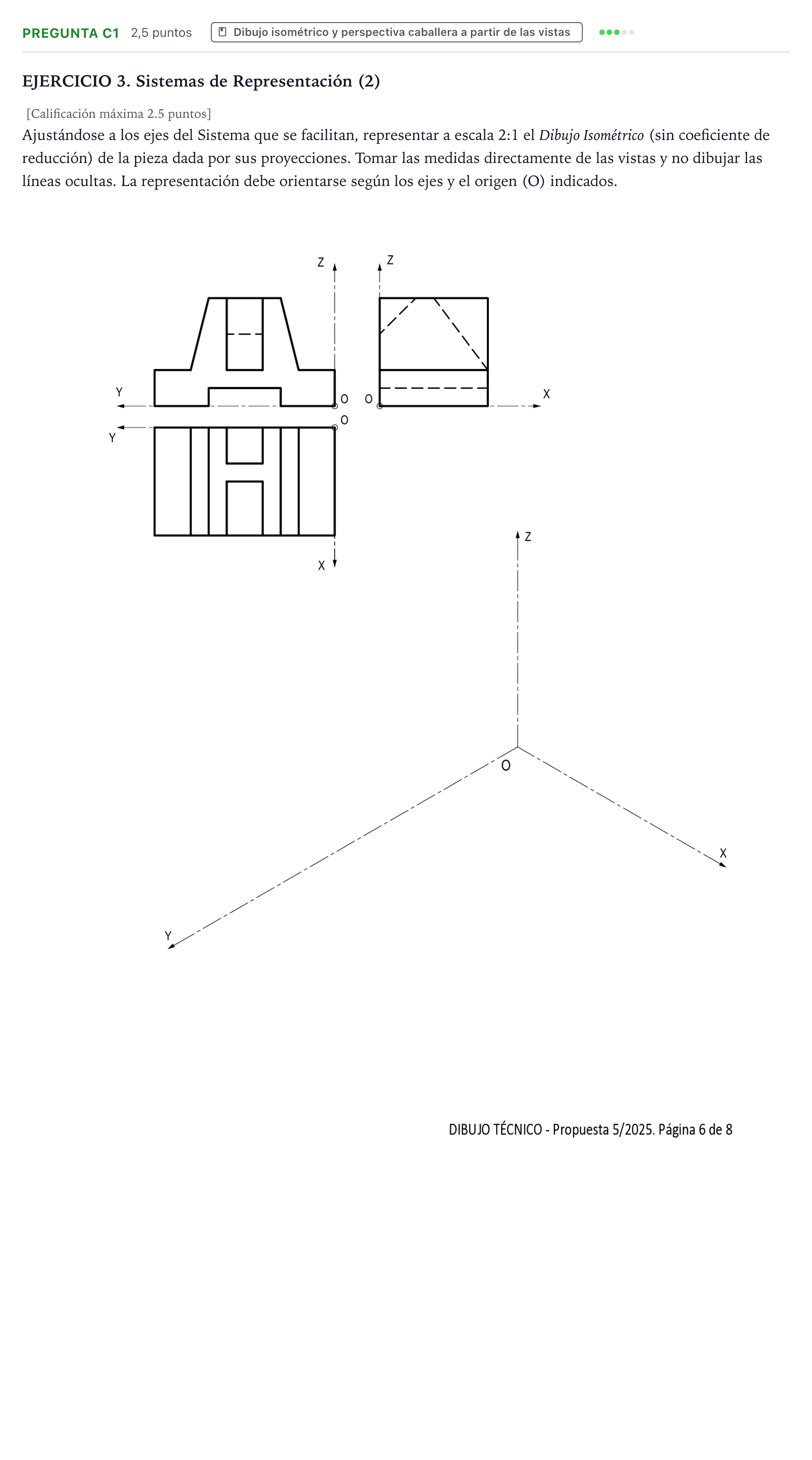 Enunciado: Pregunta C1 · Dibujo técnico II PAU Castilla y León Ordinaria 2025