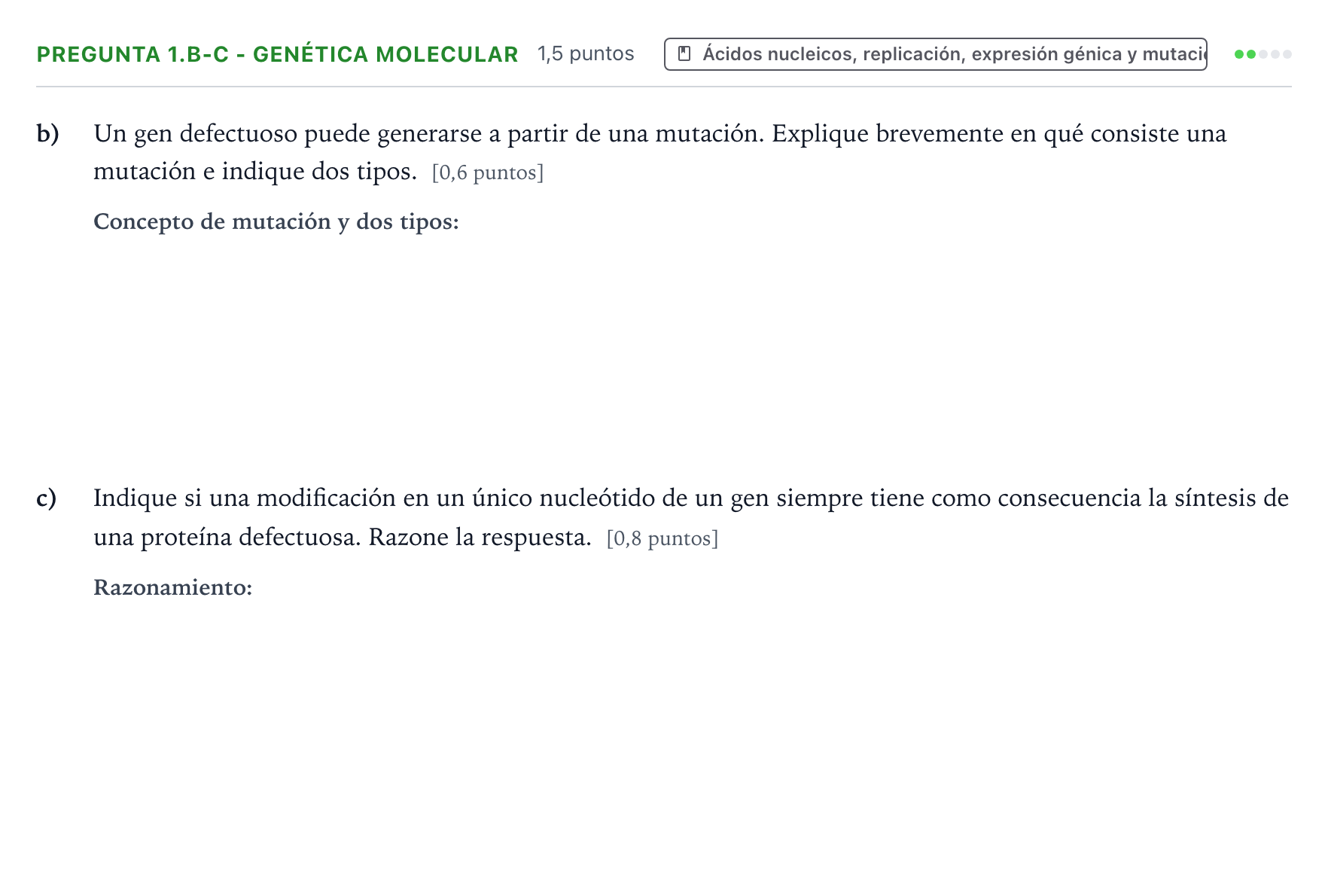 Enunciado: Pregunta 1.b-c - Genética molecular · Biología PAU Castilla y León Ordinaria 2025