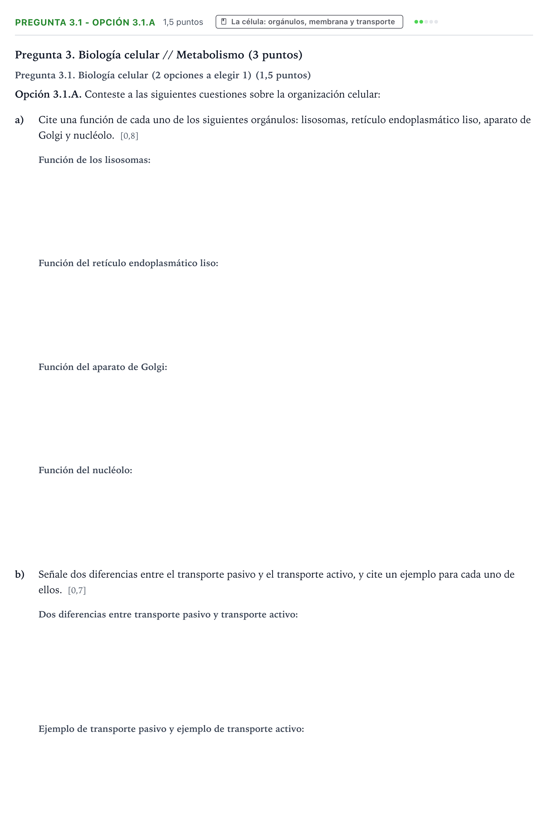 Enunciado: Pregunta 3.1 - Opción 3.1.A · Biología PAU Castilla y León Ordinaria 2025