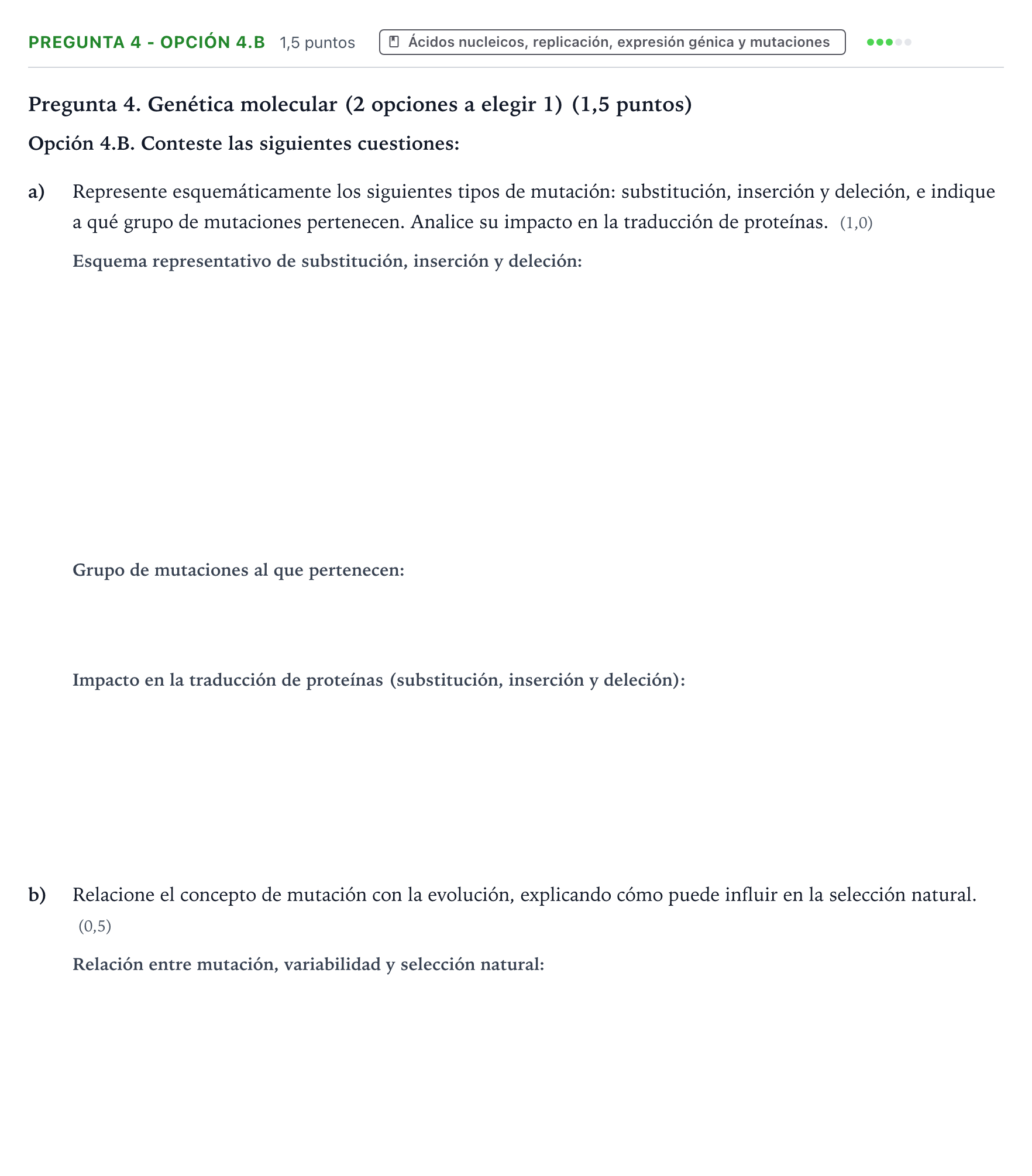 Enunciado: Pregunta 4 - Opción 4.B · Biología PAU Castilla y León Ordinaria 2025