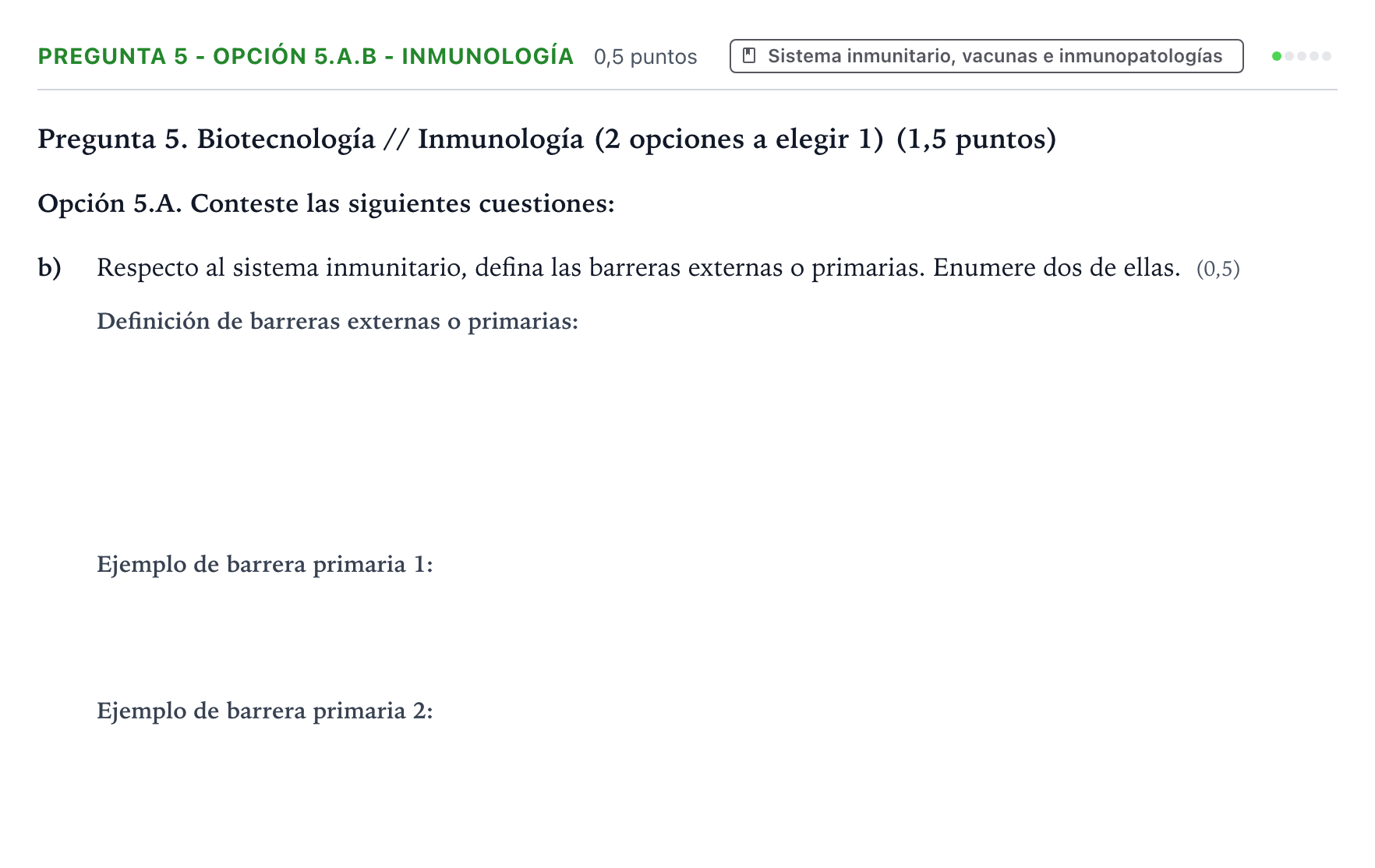 Enunciado: Pregunta 5 - Opción 5.A.b - Inmunología · Biología PAU Castilla y León Ordinaria 2025