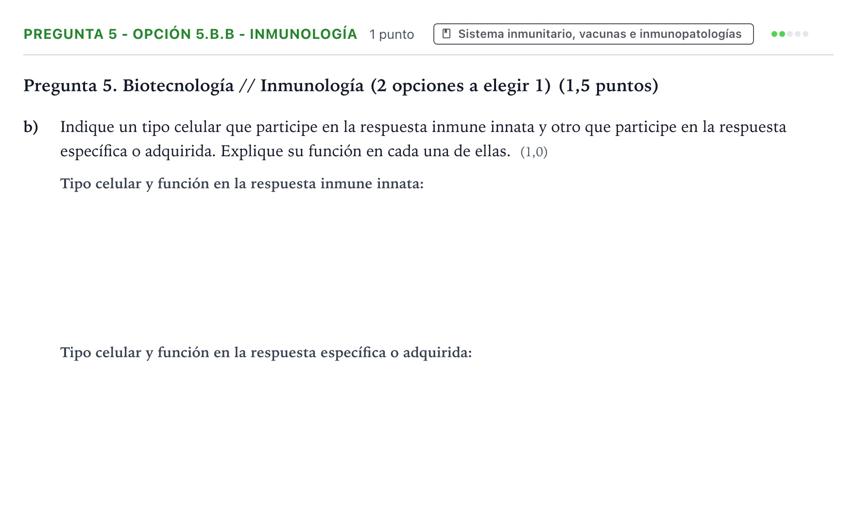 Enunciado: Pregunta 5 - Opción 5.B.b - Inmunología · Biología PAU Castilla y León Ordinaria 2025