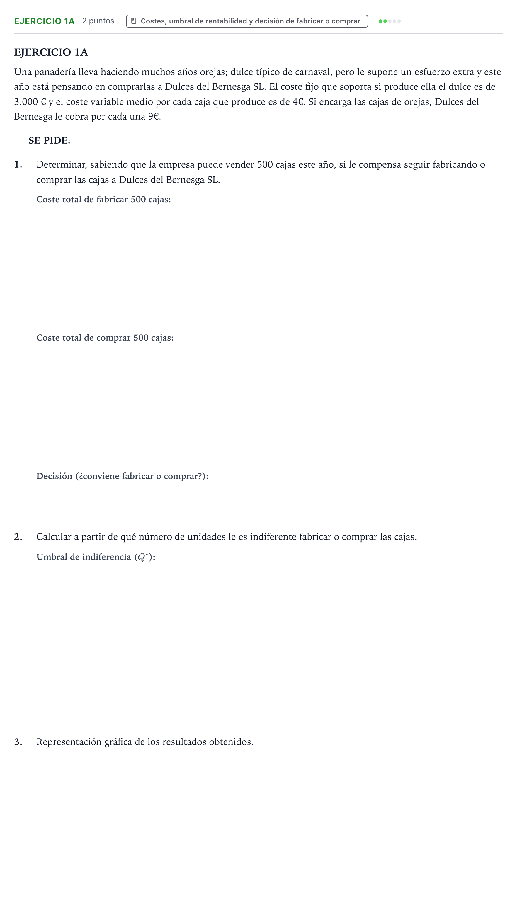Enunciado: Ejercicio 1A · Empresa y Diseño de Modelos de Negocio PAU Castilla y León Ordinaria 2025