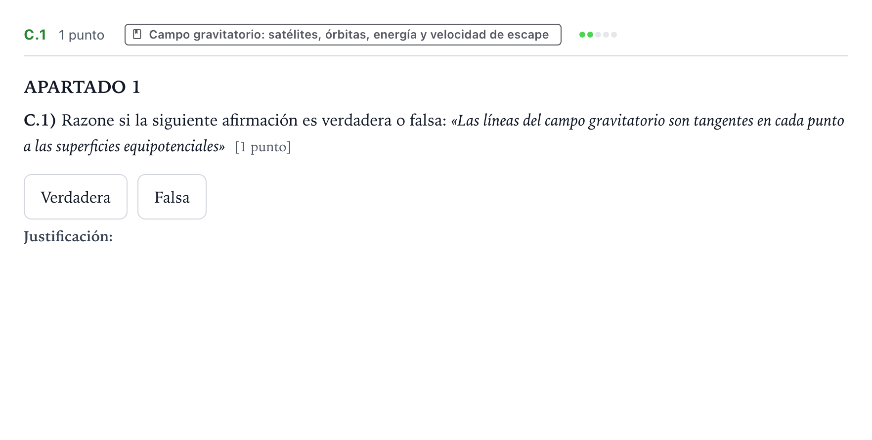 Enunciado: Ejercicio C.1 · Física PAU Castilla y León Extraordinaria 2025