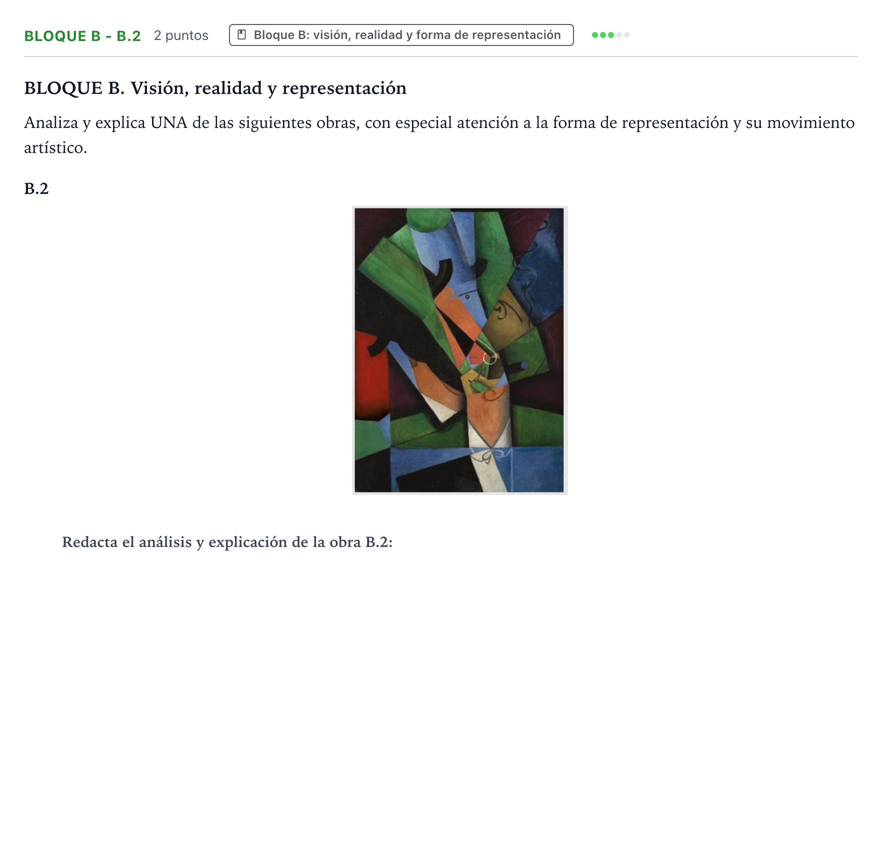Enunciado: Bloque B - B.2 · Fundamentos Artísticos PAU Castilla y León Extraordinaria 2025