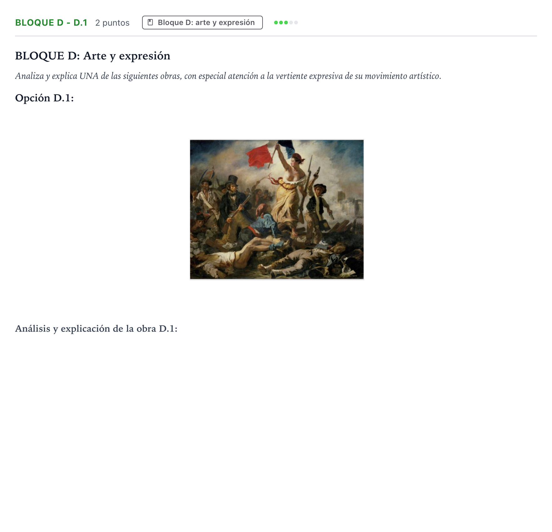 Enunciado: Bloque D - D.1 · Fundamentos Artísticos PAU Castilla y León Extraordinaria 2025