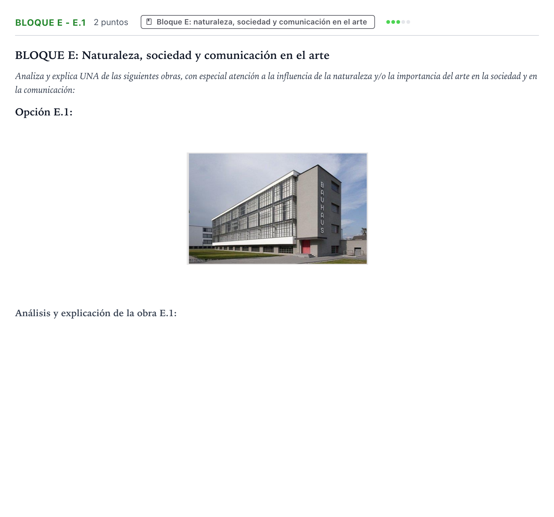Enunciado: Bloque E - E.1 · Fundamentos Artísticos PAU Castilla y León Extraordinaria 2025