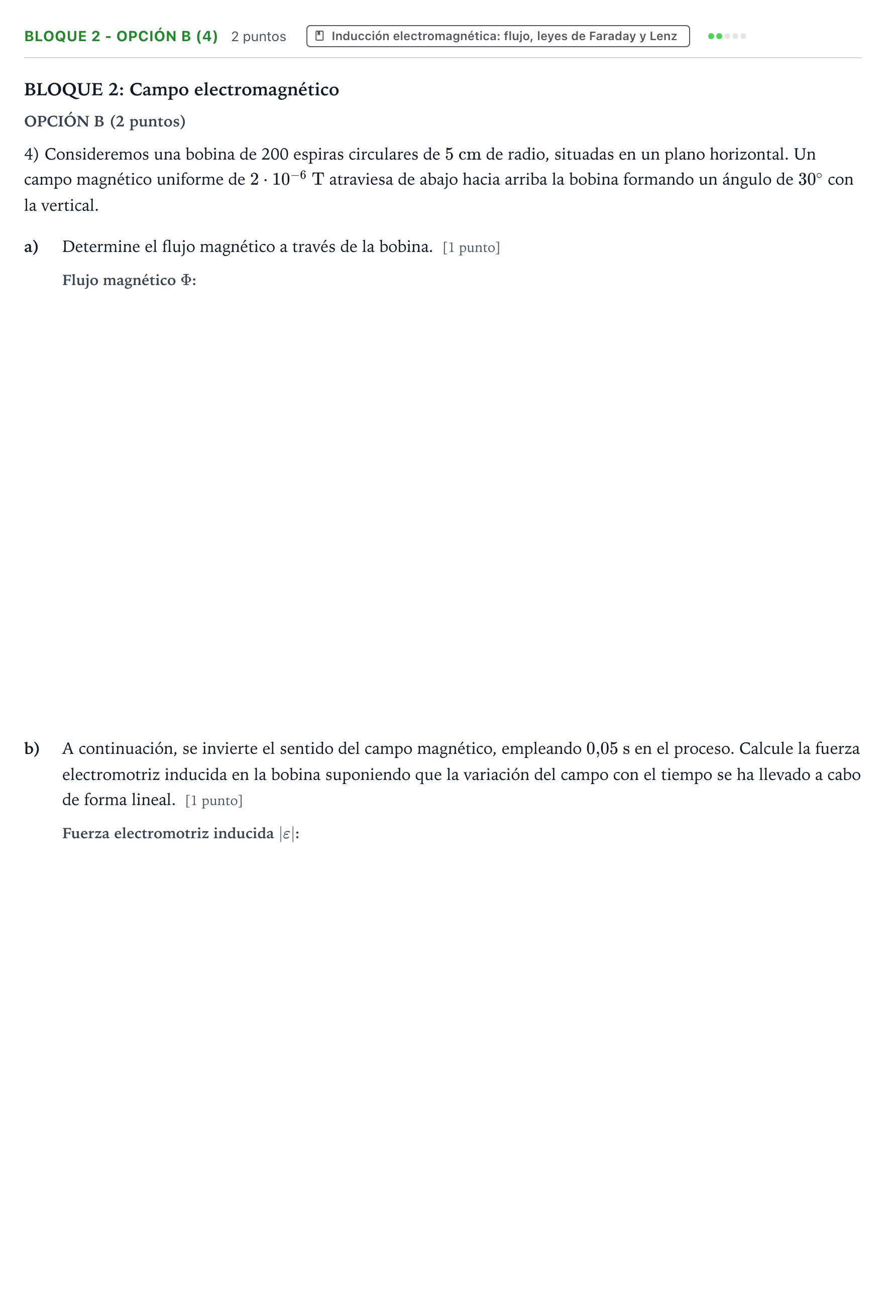 Enunciado: Bloque 2 - Opción B (4) · Física PAU Castilla y León Ordinaria 2025
