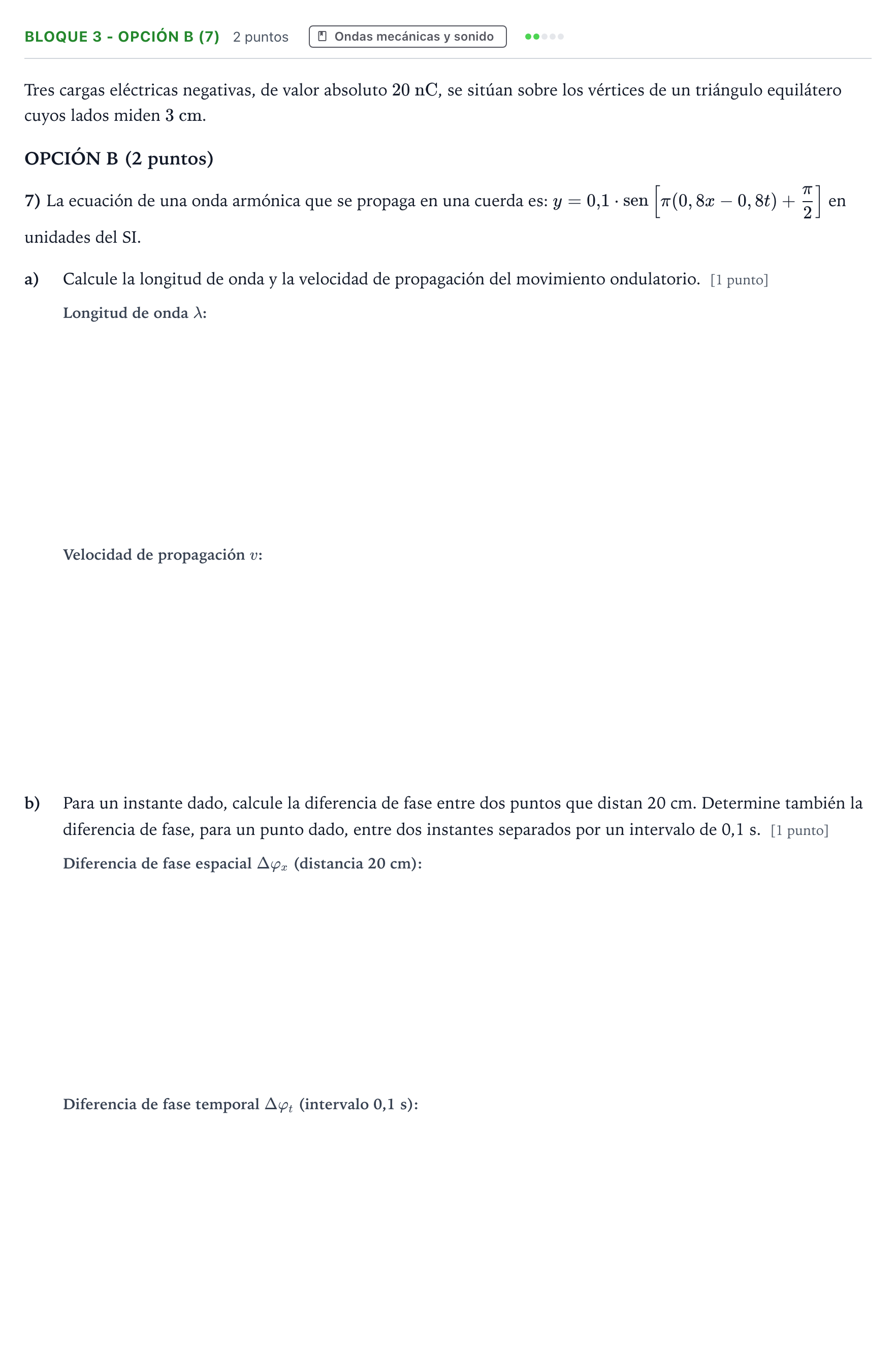 Enunciado: Bloque 3 - Opción B (7) · Física PAU Castilla y León Ordinaria 2025