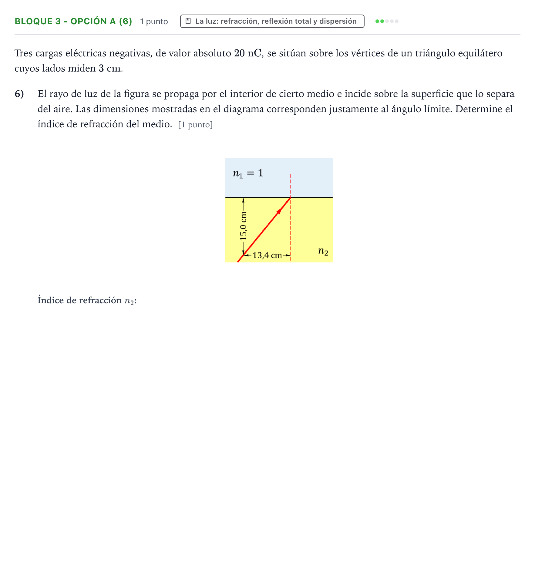 Enunciado: Bloque 3 - Opción A (6) · Física PAU Castilla y León Ordinaria 2025