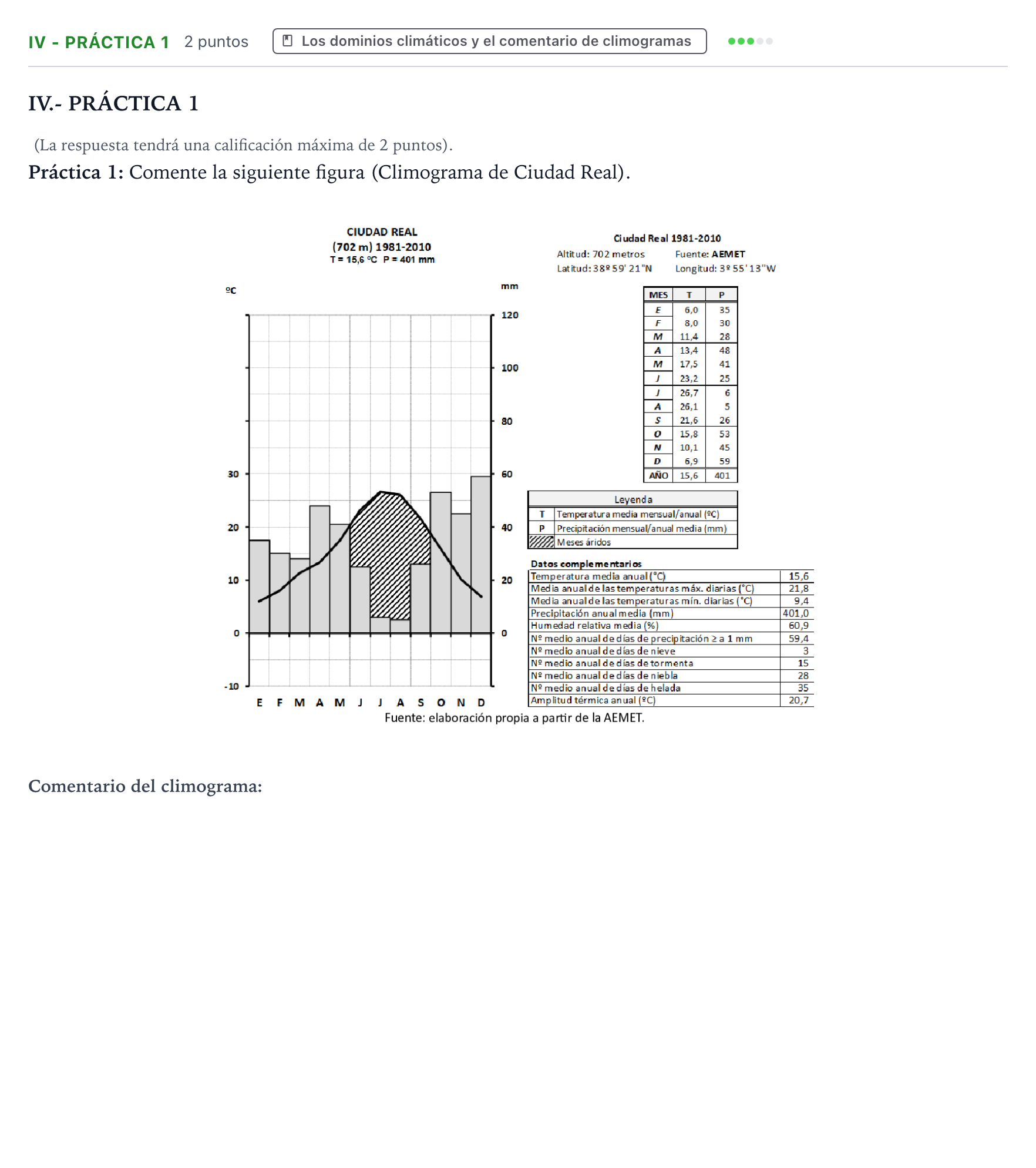 Enunciado: Ejercicio IV - Práctica 1 · Geografía PAU Castilla y León Extraordinaria 2025