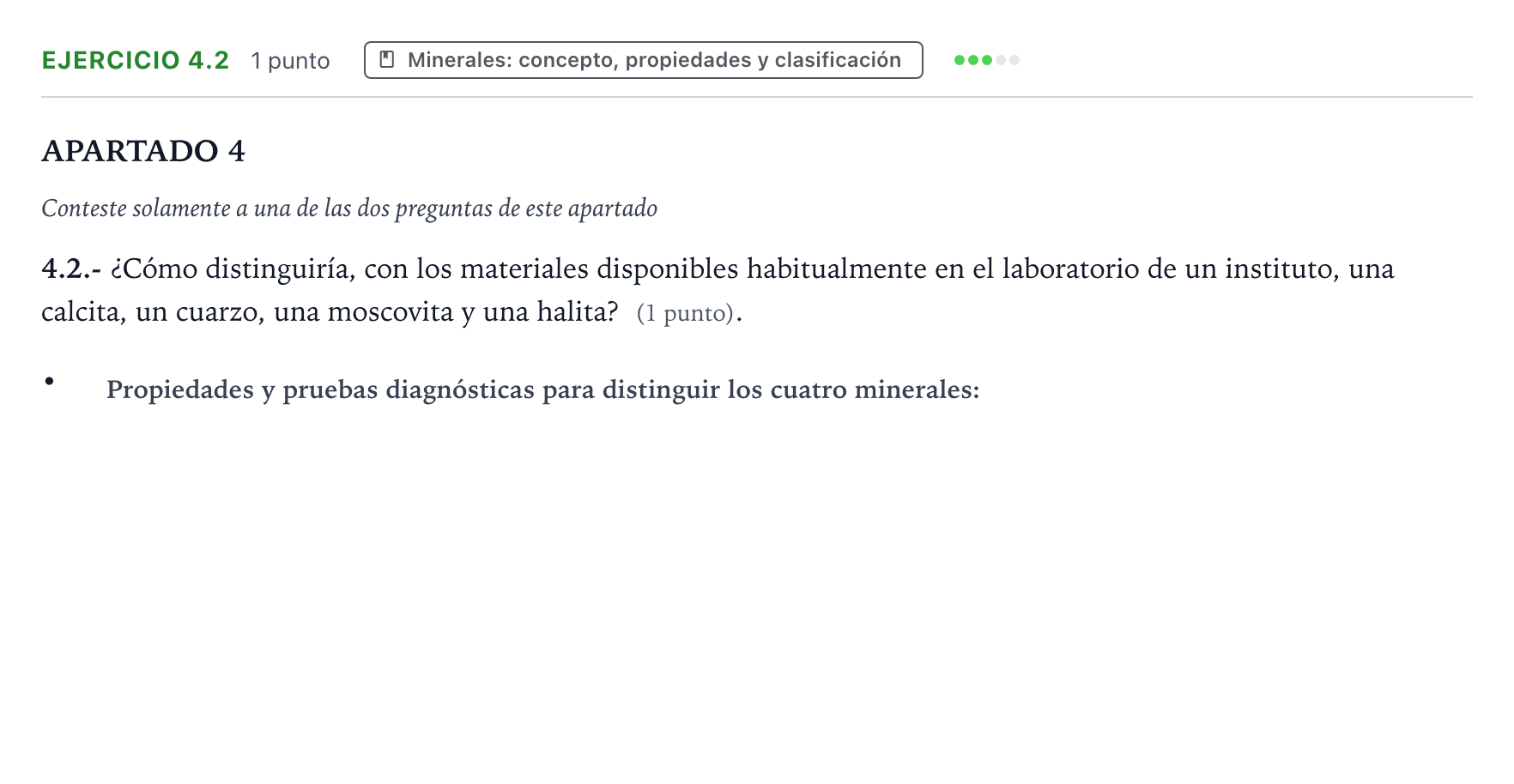 Enunciado: Ejercicio 4.2 · Geología y Ciencias Ambientales PAU Castilla y León Extraordinaria 2025