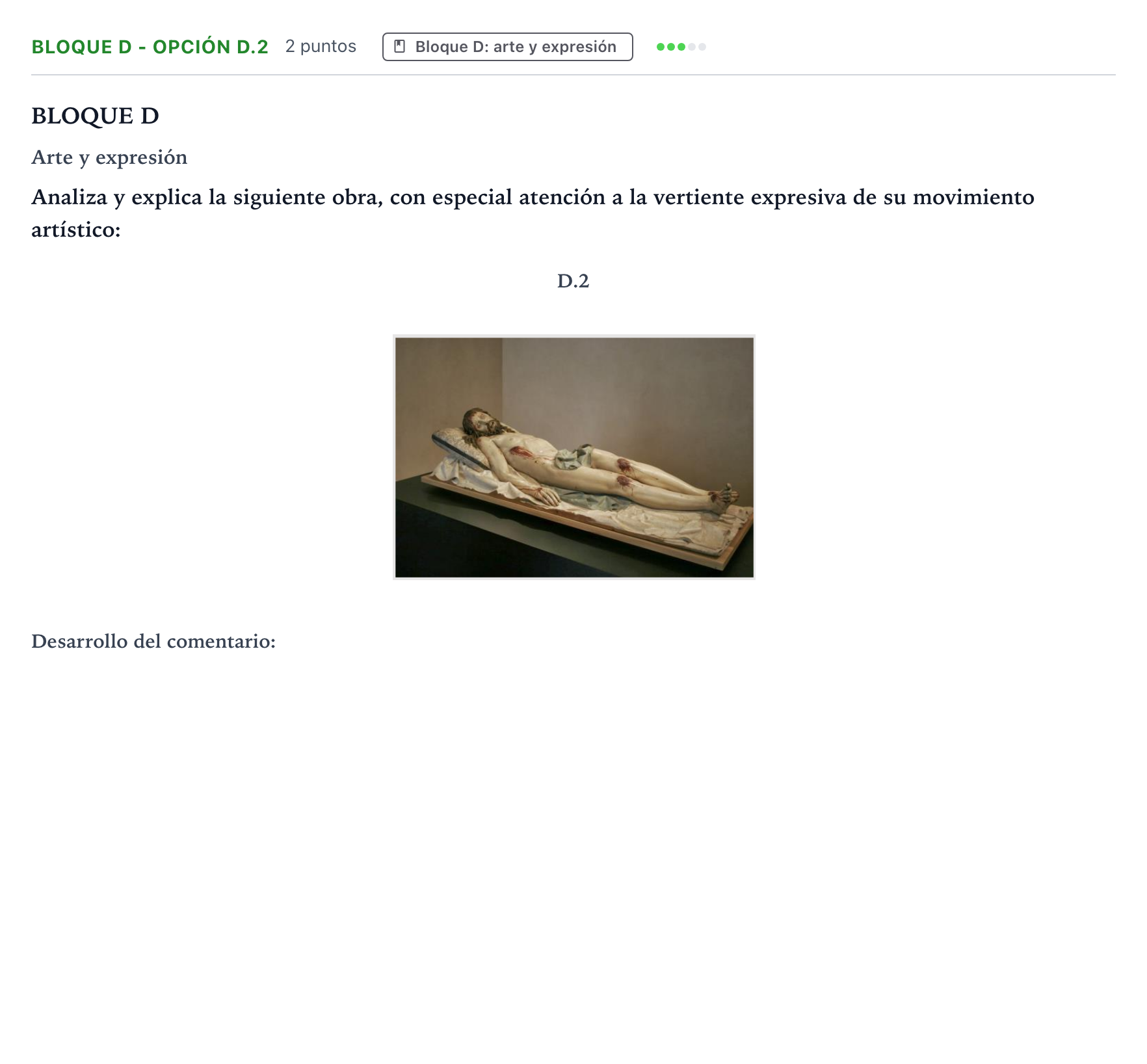Enunciado: Bloque D - Opción D.2 · Fundamentos Artísticos PAU Castilla y León Ordinaria 2025