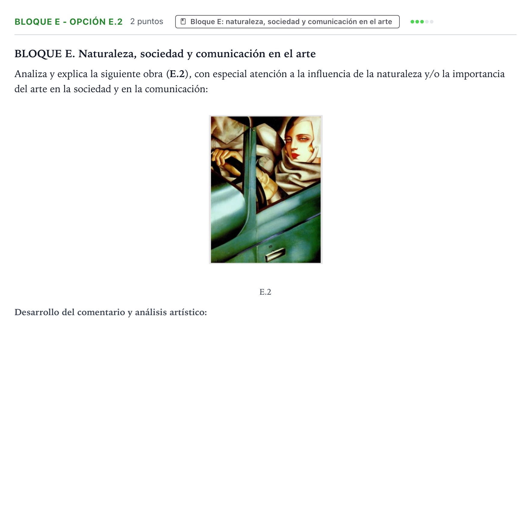Enunciado: Bloque E - Opción E.2 · Fundamentos Artísticos PAU Castilla y León Ordinaria 2025