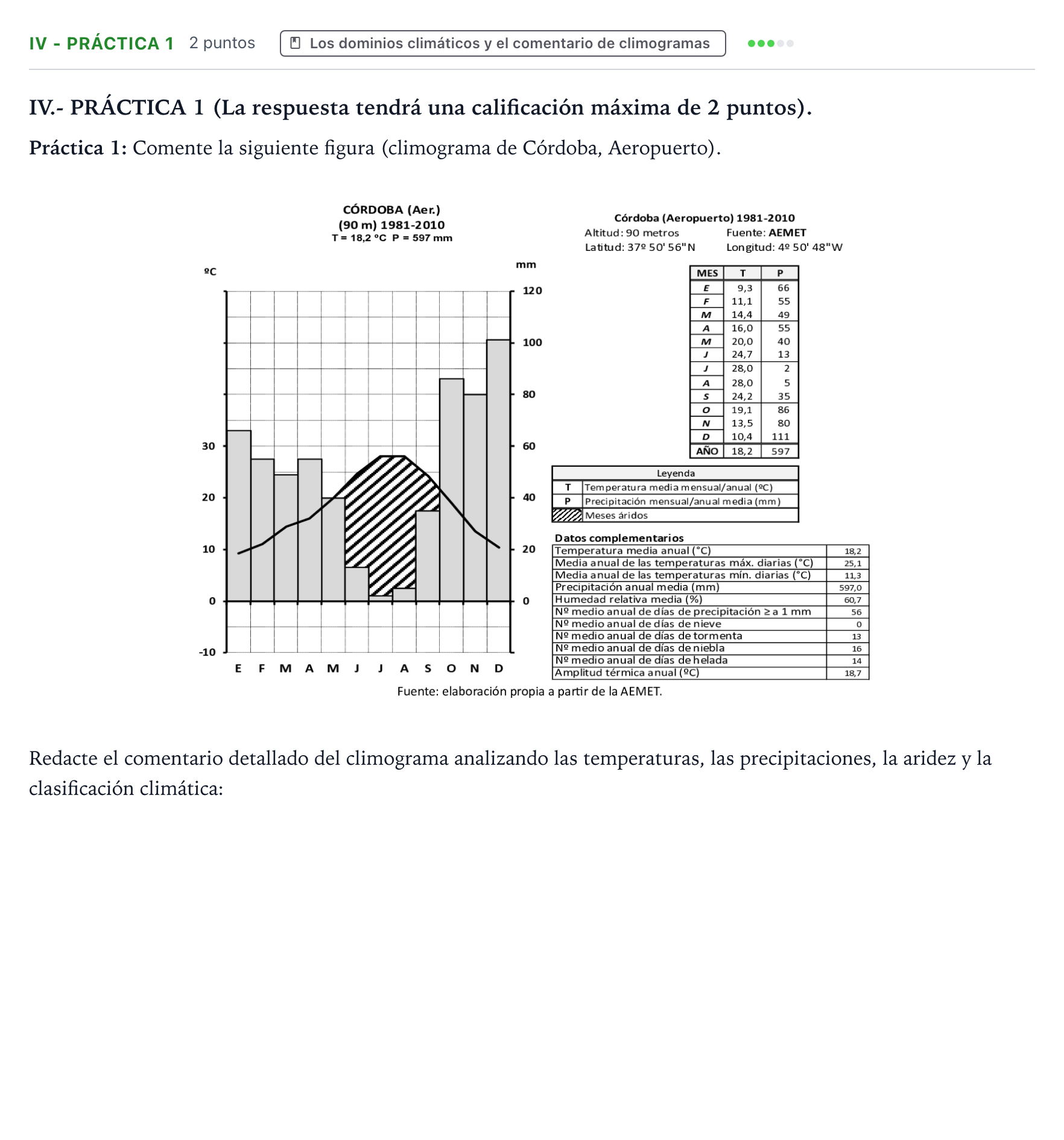 Enunciado: Ejercicio IV - Práctica 1 · Geografía PAU Castilla y León Ordinaria 2025