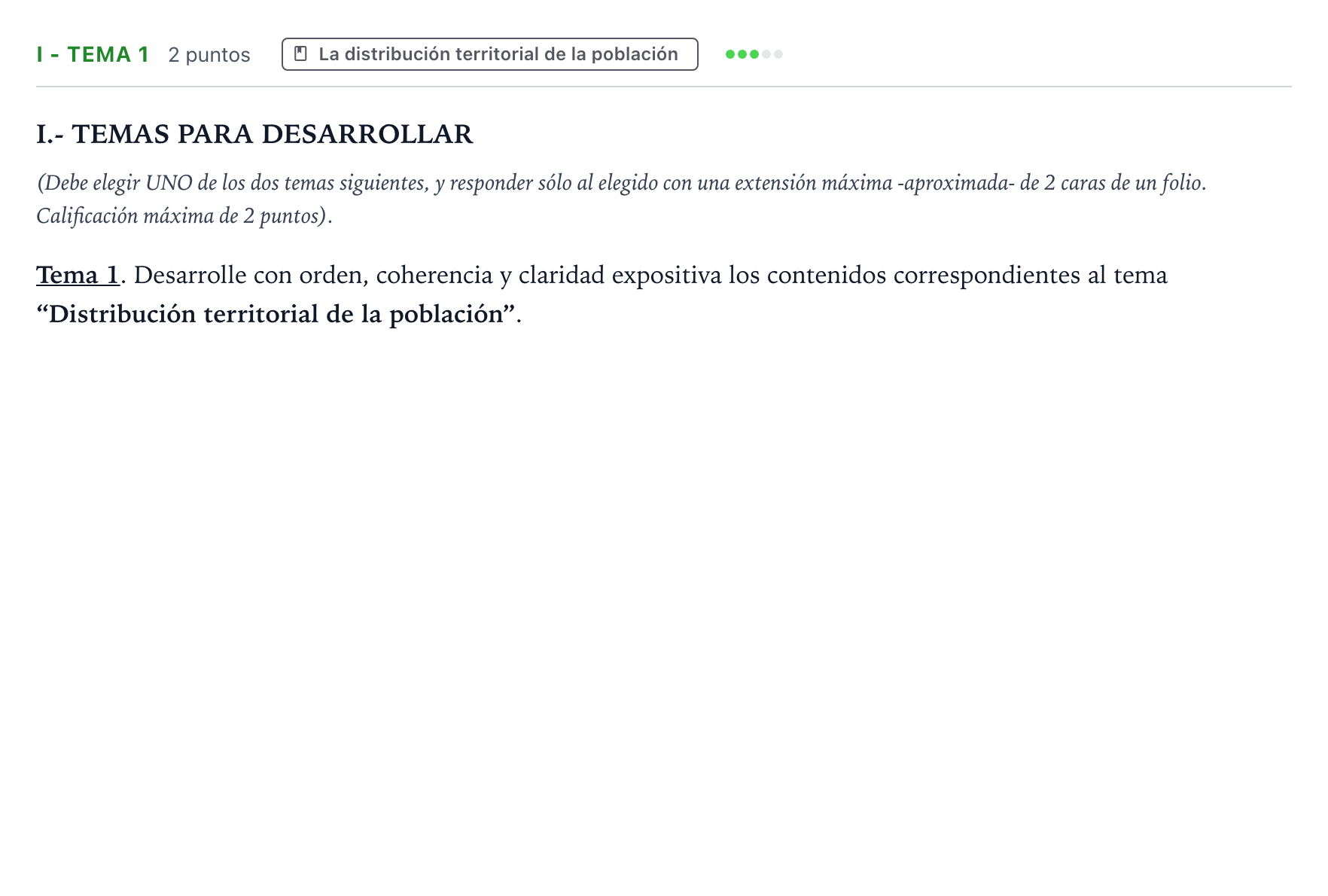 Enunciado: Ejercicio I - Tema 1 · Geografía PAU Castilla y León Ordinaria 2025
