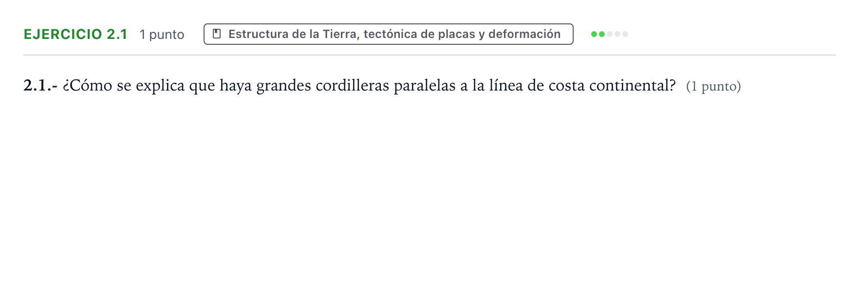 Enunciado: Ejercicio 2.1 · Geología y Ciencias Ambientales PAU Castilla y León Ordinaria 2025