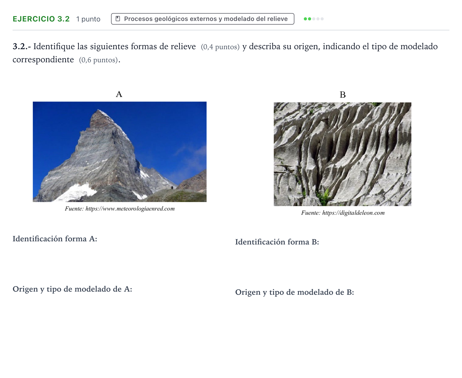 Enunciado: Ejercicio 3.2 · Geología y Ciencias Ambientales PAU Castilla y León Ordinaria 2025
