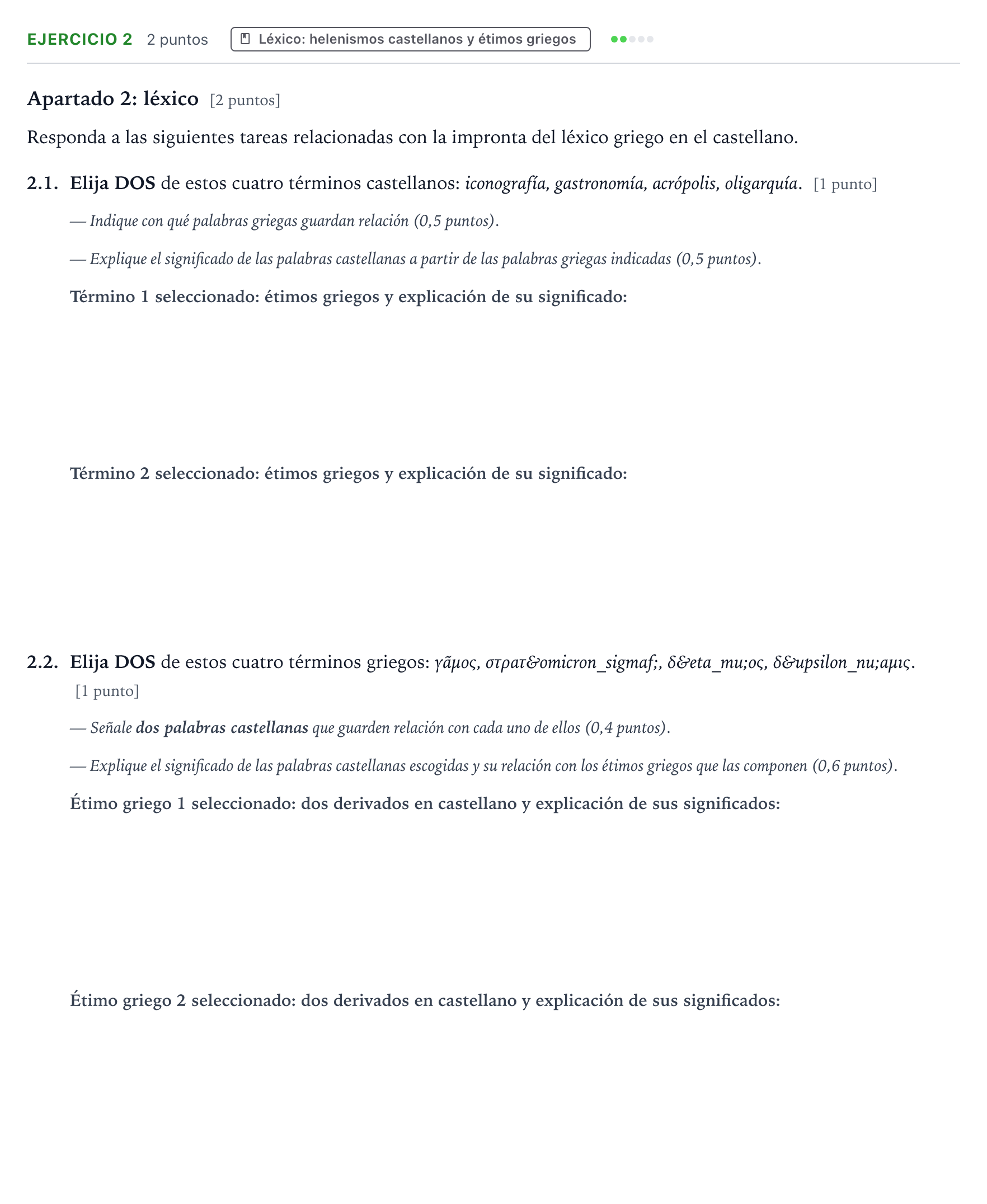 Enunciado: Problema 2 · Griego II PAU Castilla y León Ordinaria 2025