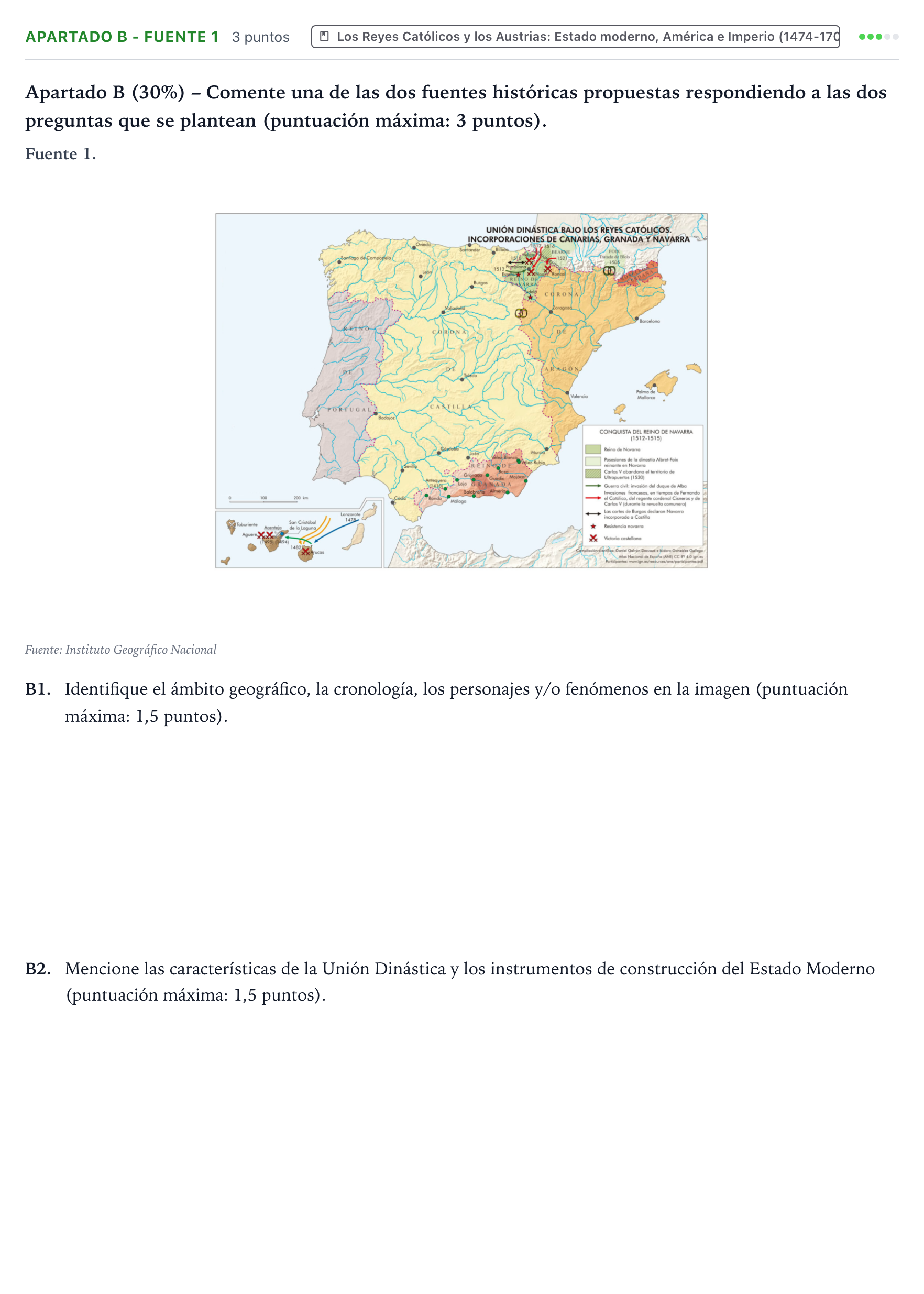Enunciado: Apartado B - Fuente 1 · Historia de España PAU Castilla y León Ordinaria 2025