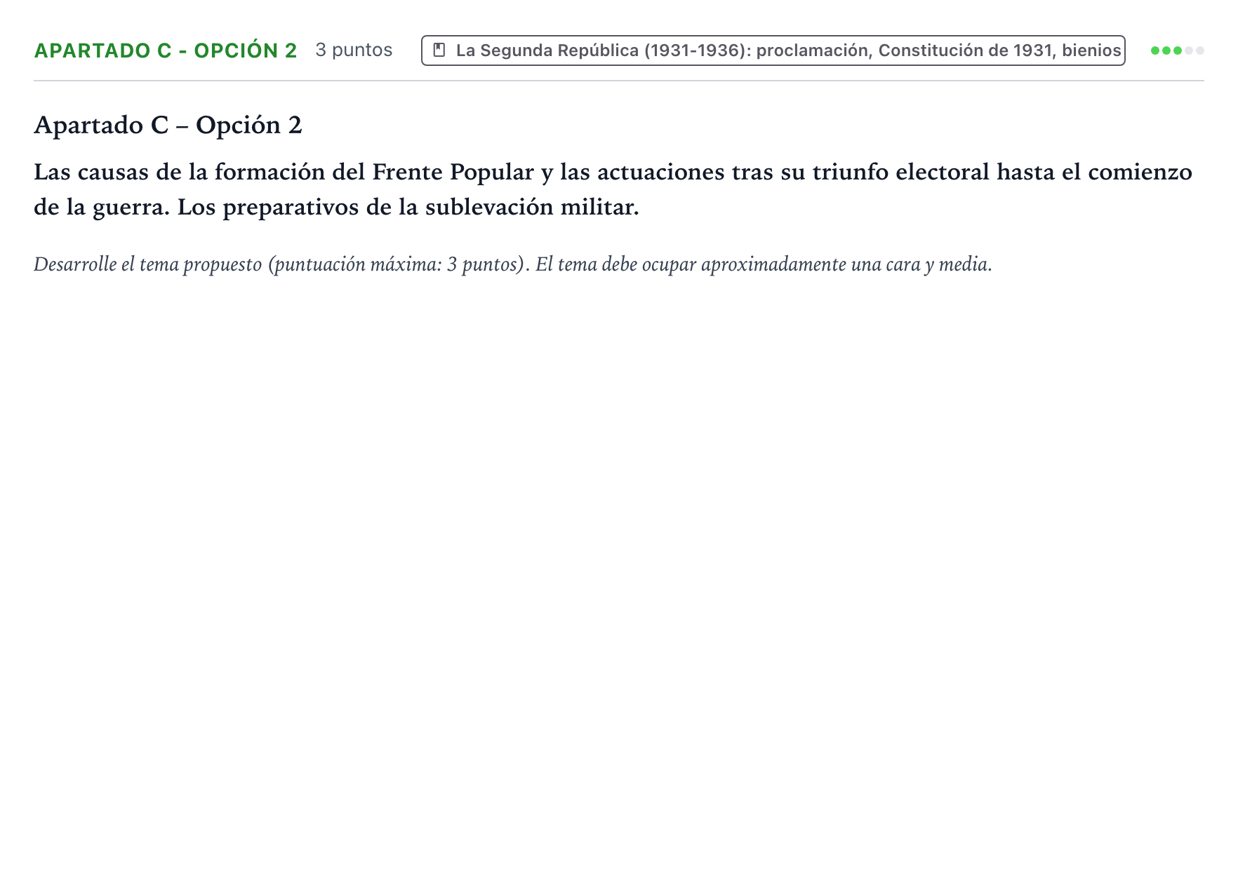 Enunciado: Apartado C - Opción 2 · Historia de España PAU Castilla y León Ordinaria 2025