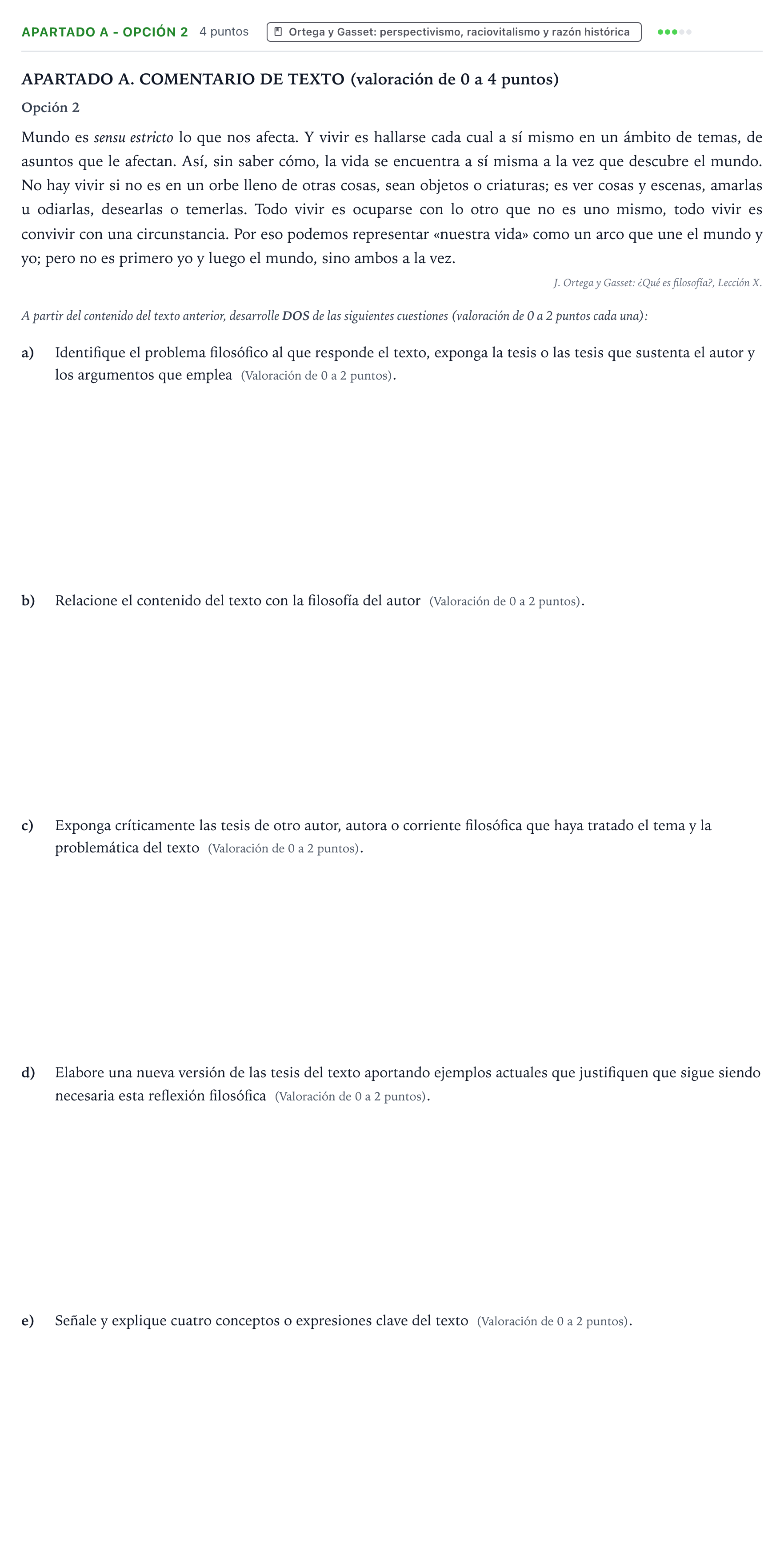 Enunciado: Apartado A - Opción 2 · Historia de la Filosofía PAU Castilla y León Extraordinaria 2025