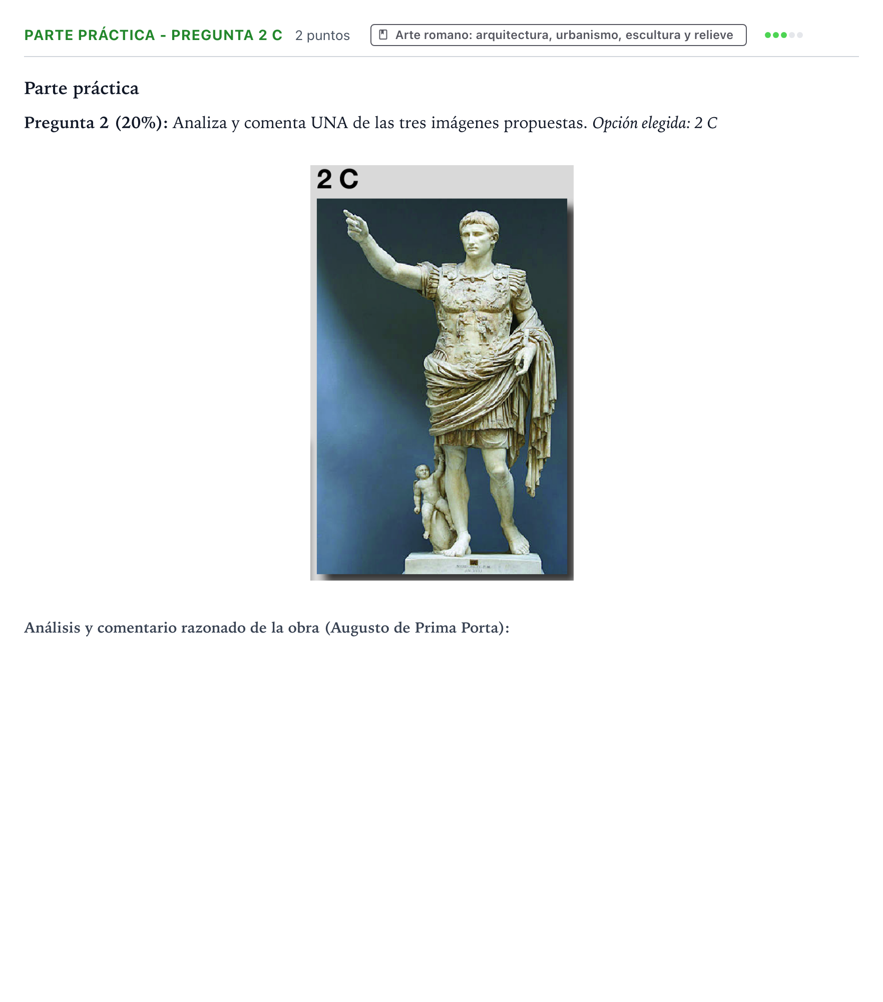 Enunciado: Ejercicio Parte práctica - Pregunta 2 C · Historia del Arte PAU Castilla y León Extraordinaria 2025