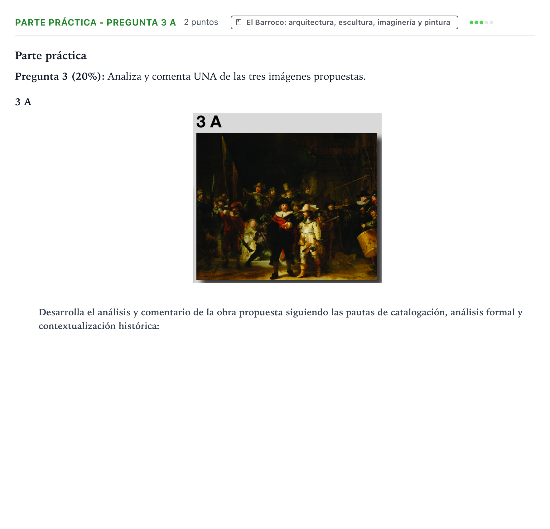 Enunciado: Ejercicio Parte práctica - Pregunta 3 A · Historia del Arte PAU Castilla y León Extraordinaria 2025
