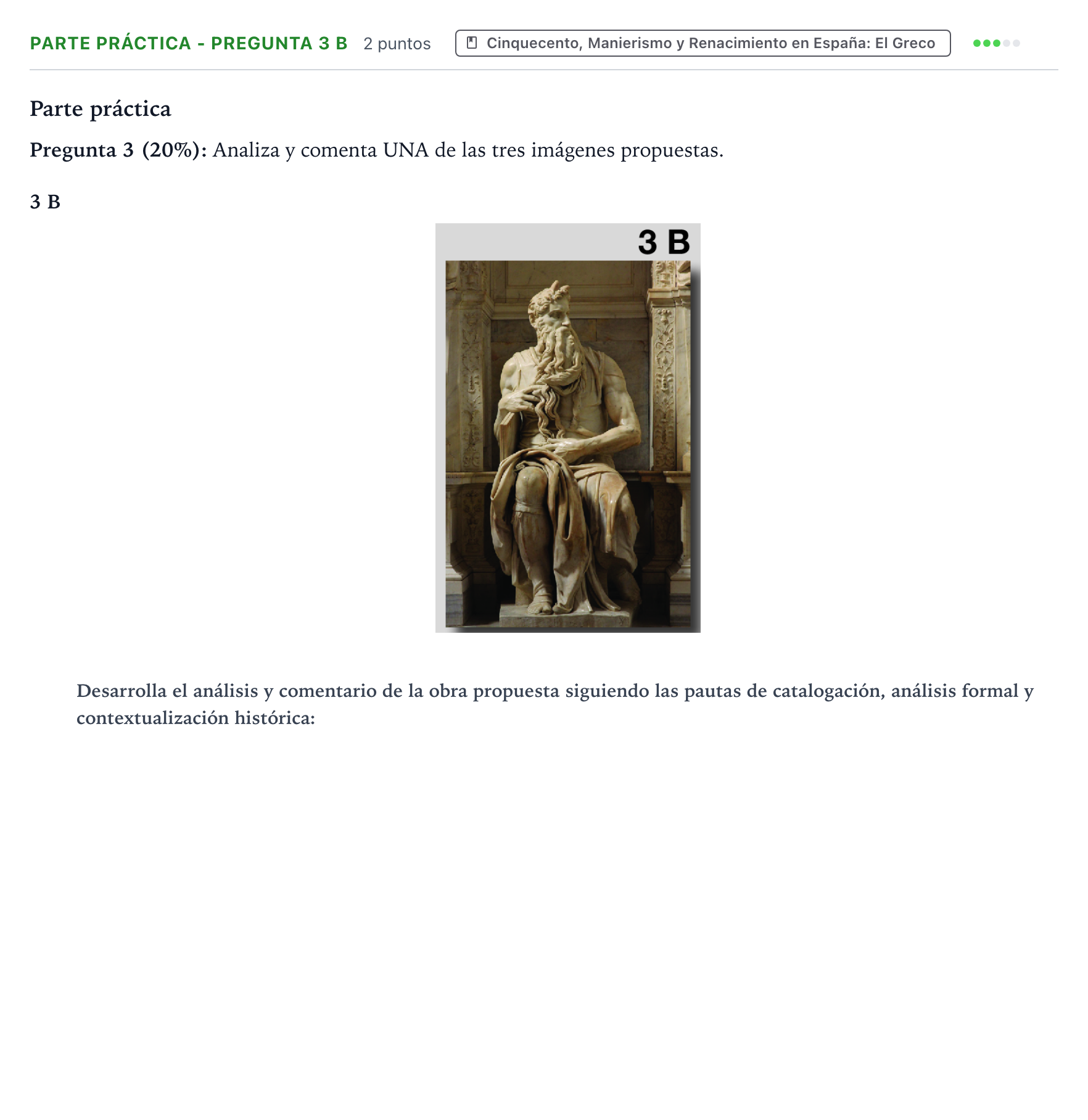 Enunciado: Ejercicio Parte práctica - Pregunta 3 B · Historia del Arte PAU Castilla y León Extraordinaria 2025