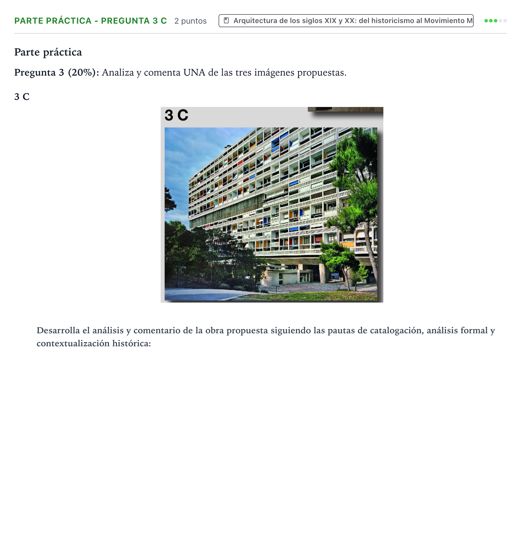 Enunciado: Ejercicio Parte práctica - Pregunta 3 C · Historia del Arte PAU Castilla y León Extraordinaria 2025