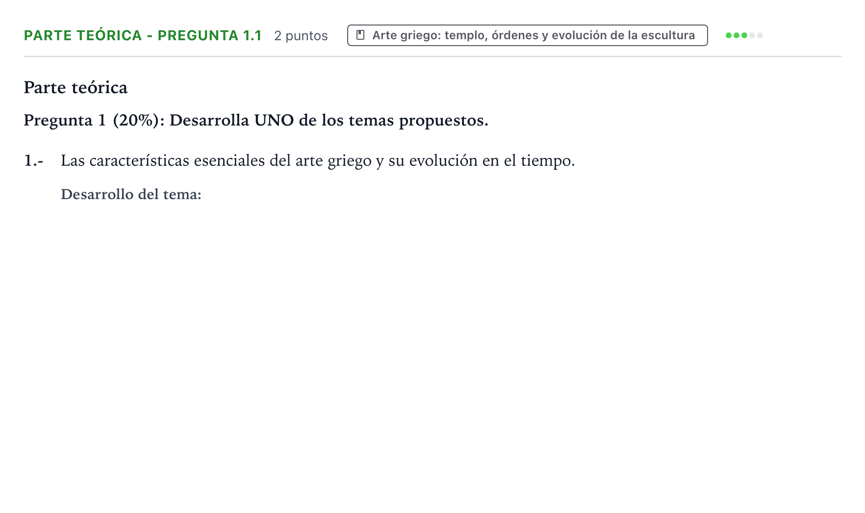 Enunciado: Ejercicio Parte teórica - Pregunta 1.1 · Historia del Arte PAU Castilla y León Extraordinaria 2025