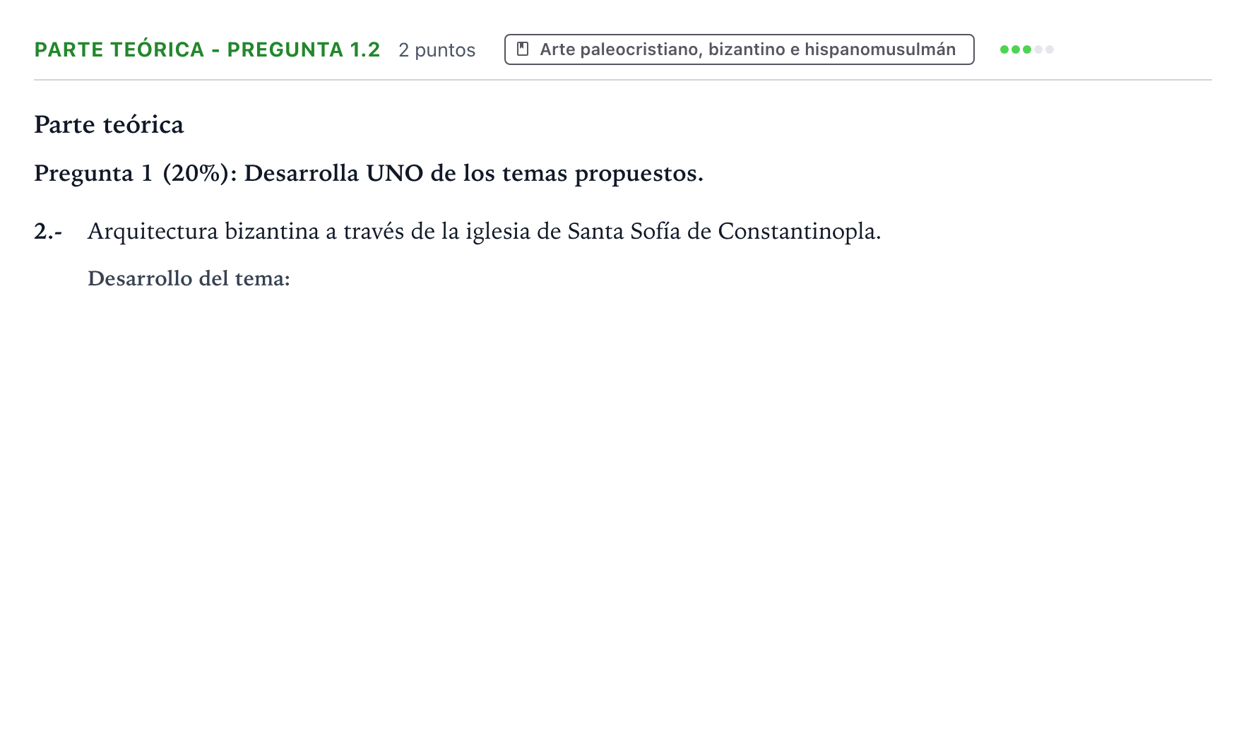 Enunciado: Ejercicio Parte teórica - Pregunta 1.2 · Historia del Arte PAU Castilla y León Extraordinaria 2025