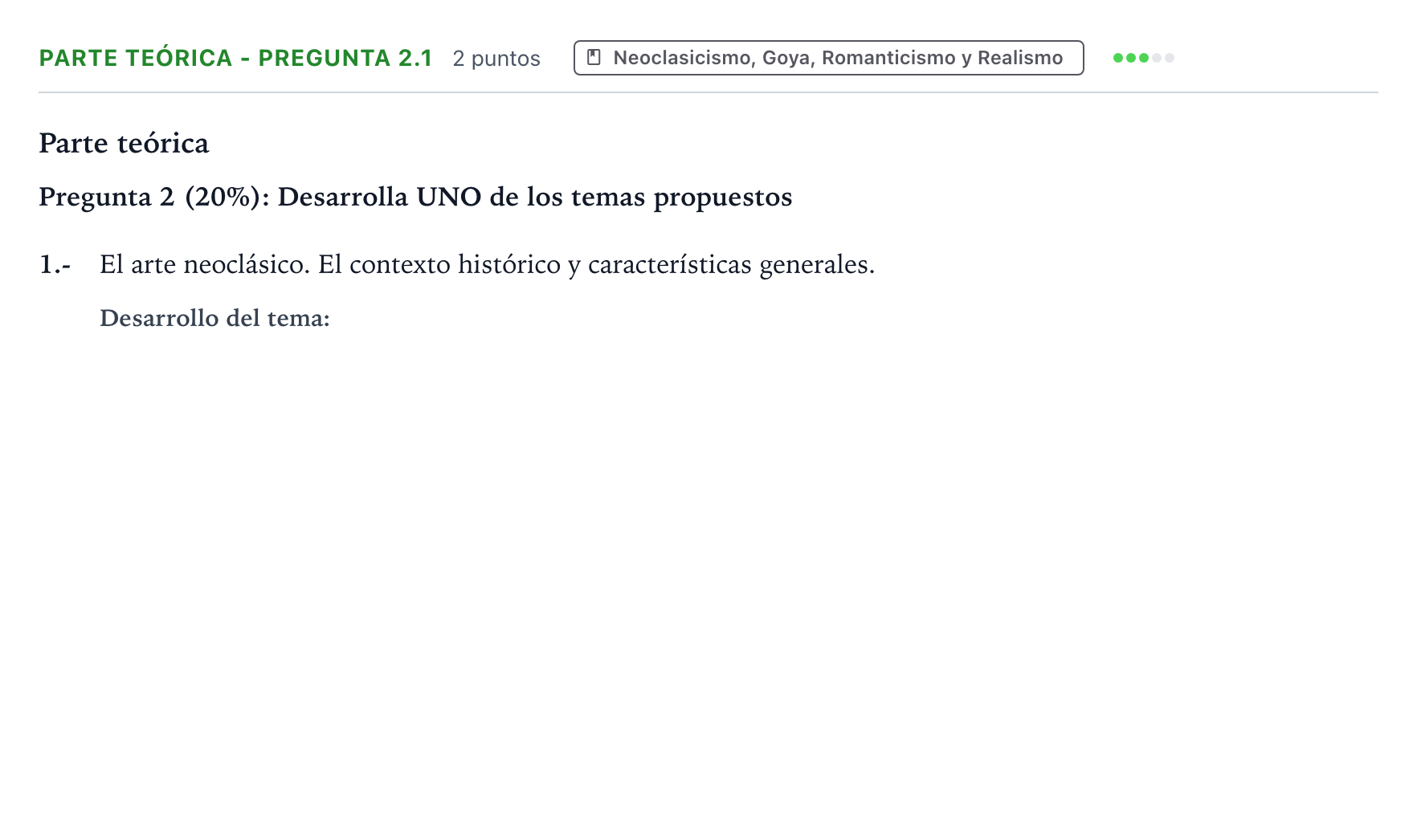 Enunciado: Ejercicio Parte teórica - Pregunta 2.1 · Historia del Arte PAU Castilla y León Extraordinaria 2025