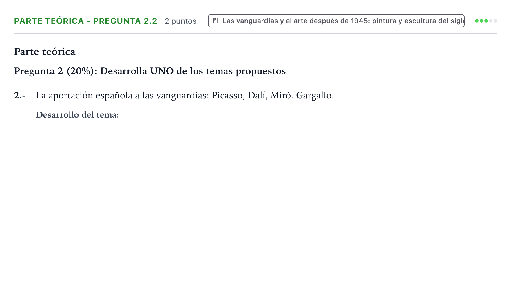 Enunciado: Ejercicio Parte teórica - Pregunta 2.2 · Historia del Arte PAU Castilla y León Extraordinaria 2025