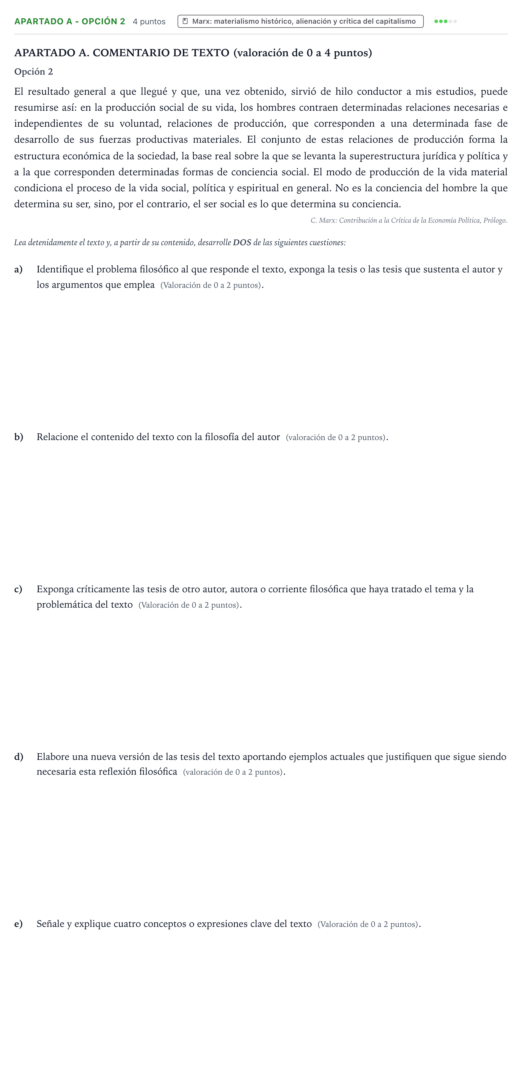 Enunciado: Apartado A - Opción 2 · Historia de la Filosofía PAU Castilla y León Ordinaria 2025