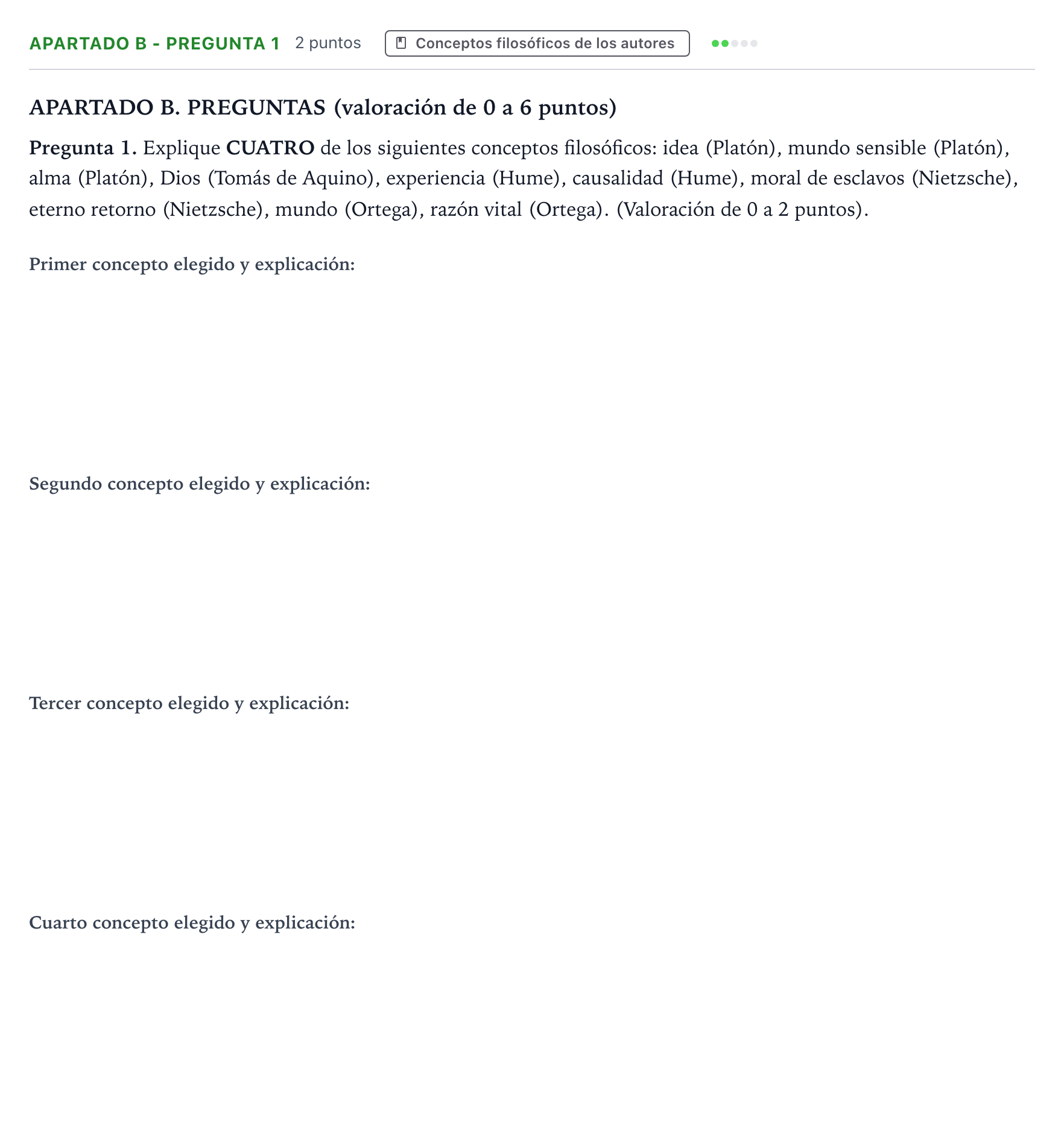 Enunciado: Apartado B - Pregunta 1 · Historia de la Filosofía PAU Castilla y León Ordinaria 2025
