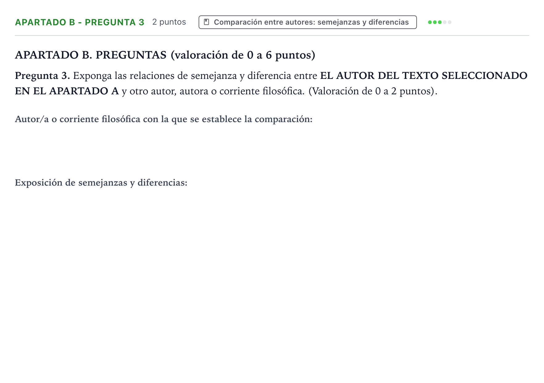 Enunciado: Apartado B - Pregunta 3 · Historia de la Filosofía PAU Castilla y León Ordinaria 2025