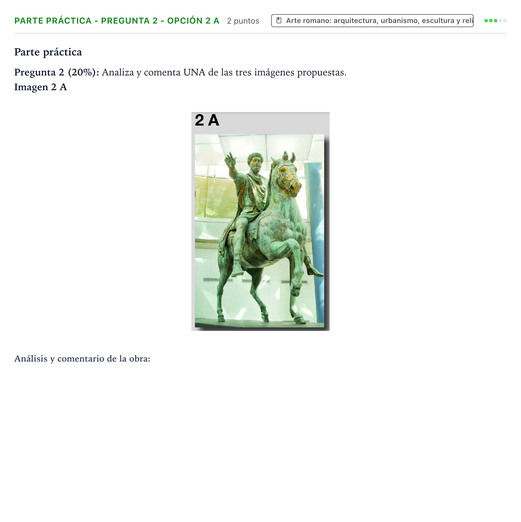 Enunciado: Ejercicio Parte práctica - Pregunta 2 - Opción 2 A · Historia del Arte PAU Castilla y León Ordinaria 2025