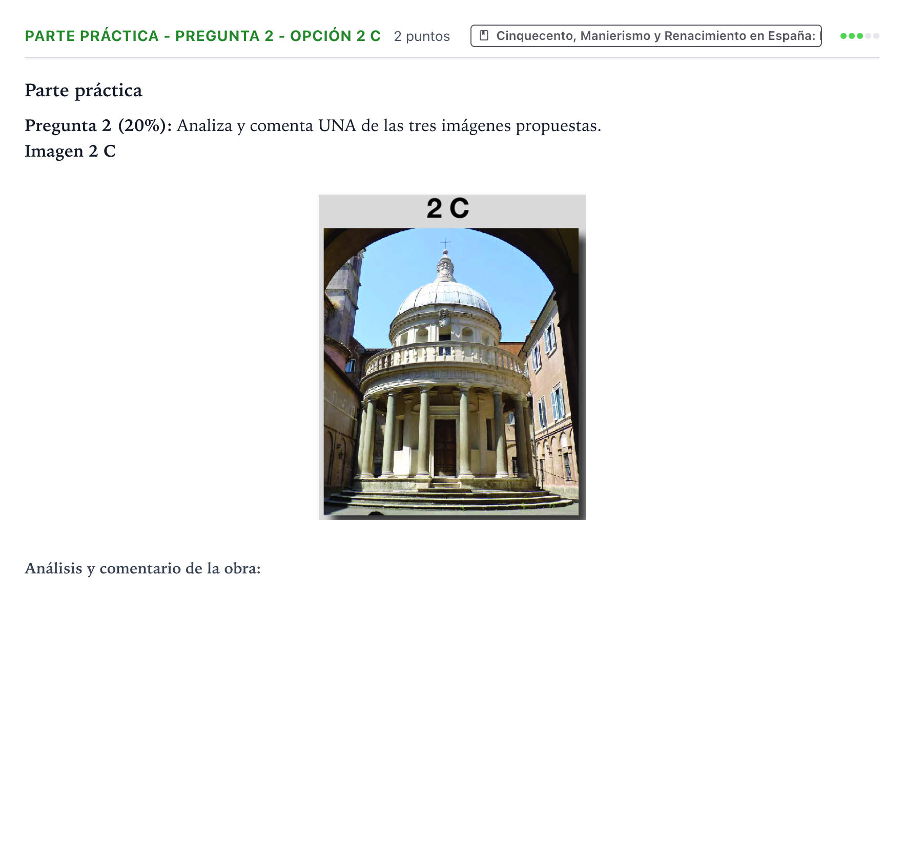 Enunciado: Ejercicio Parte práctica - Pregunta 2 - Opción 2 C · Historia del Arte PAU Castilla y León Ordinaria 2025