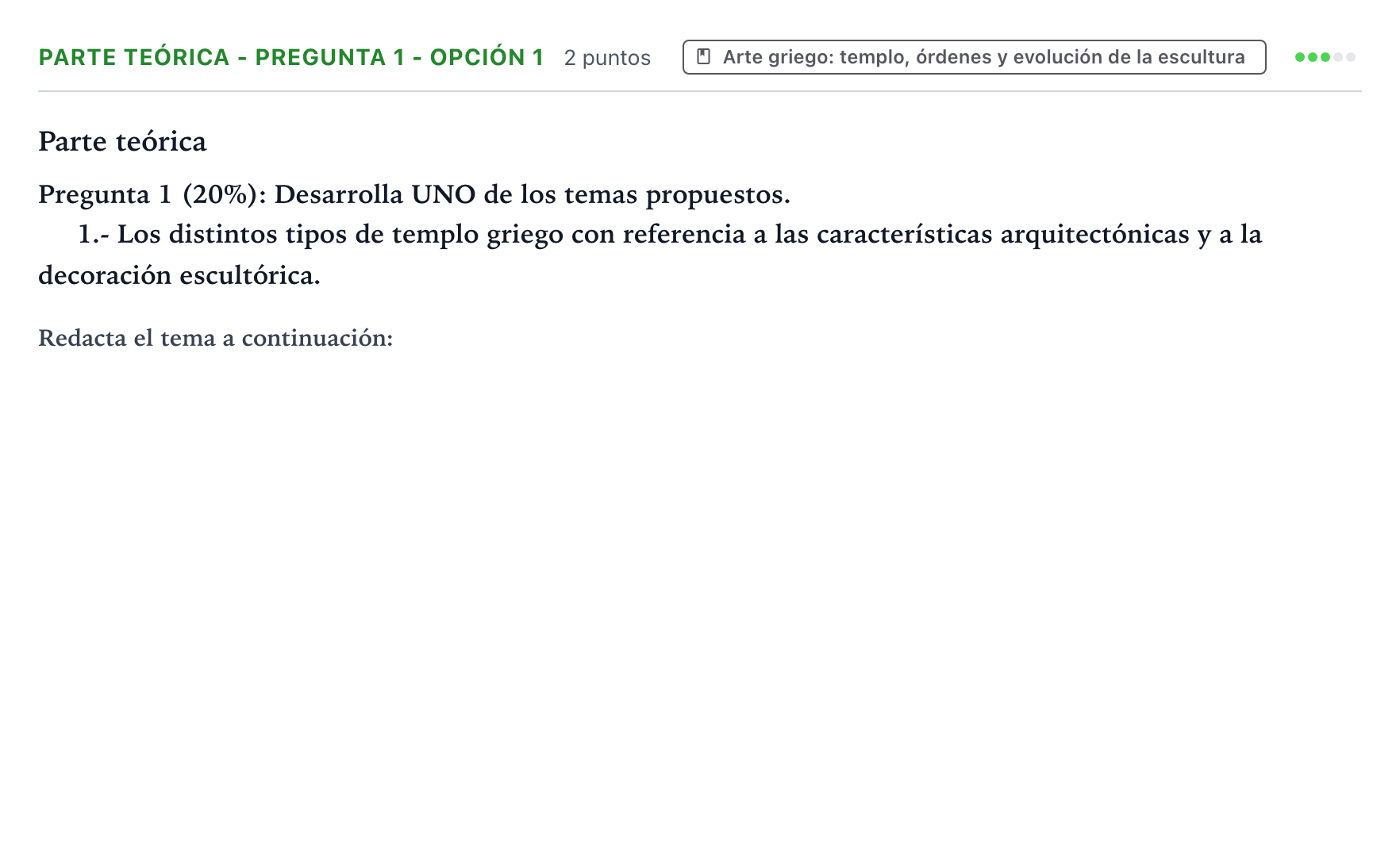 Enunciado: Ejercicio Parte teórica - Pregunta 1 - Opción 1 · Historia del Arte PAU Castilla y León Ordinaria 2025