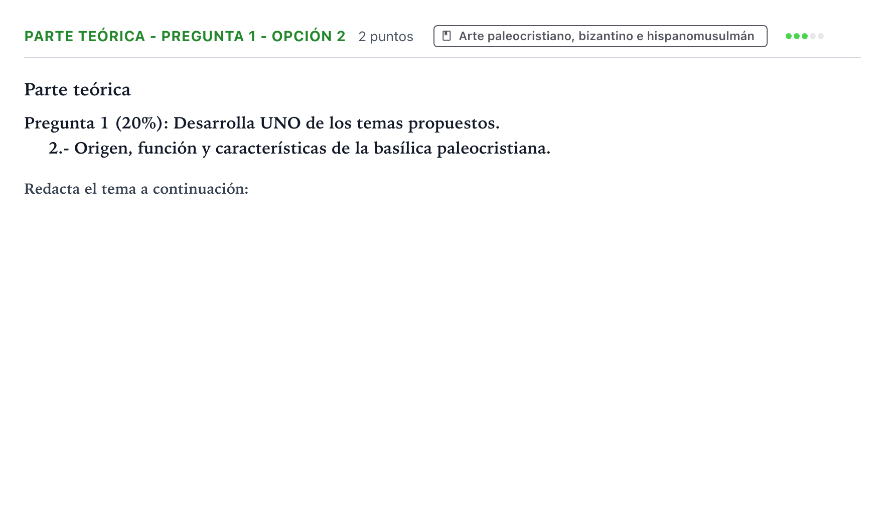 Enunciado: Ejercicio Parte teórica - Pregunta 1 - Opción 2 · Historia del Arte PAU Castilla y León Ordinaria 2025