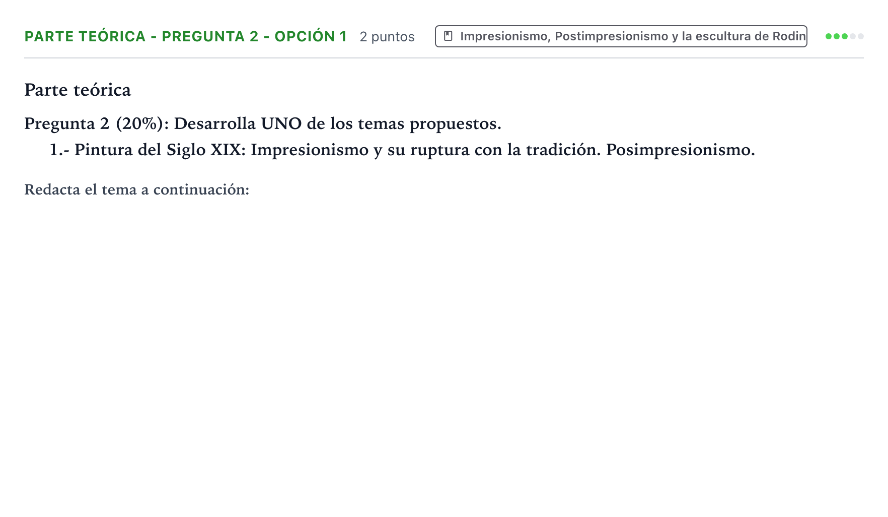 Enunciado: Ejercicio Parte teórica - Pregunta 2 - Opción 1 · Historia del Arte PAU Castilla y León Ordinaria 2025